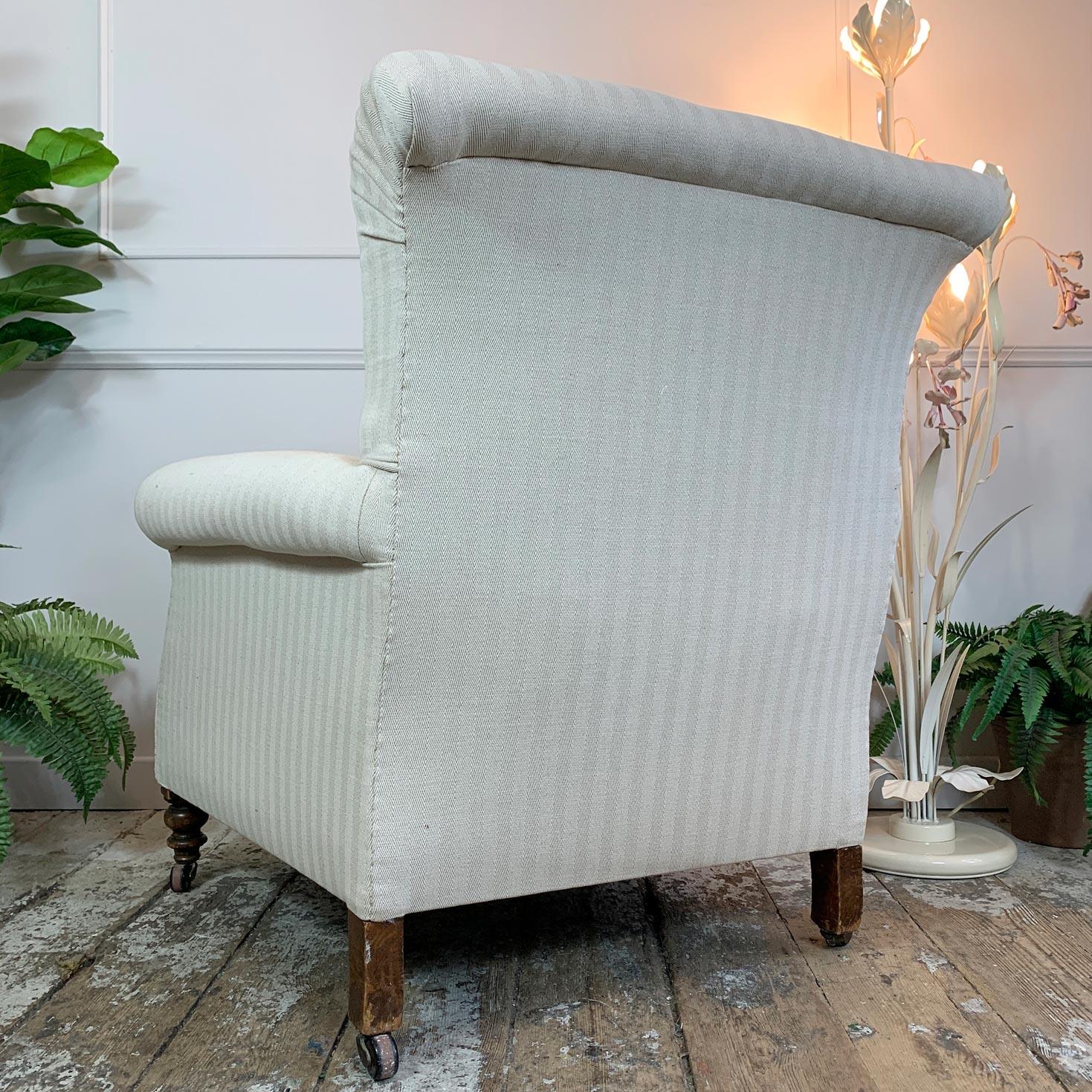 Victorian Cream Sleigh Back Country House Armchair For Sale 2
