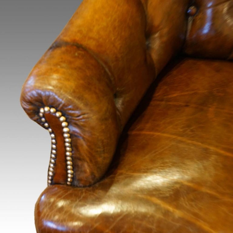 Victorian Small Leather Library Sofa At 1stdibs English Victorian Small Leather Library Sofa For