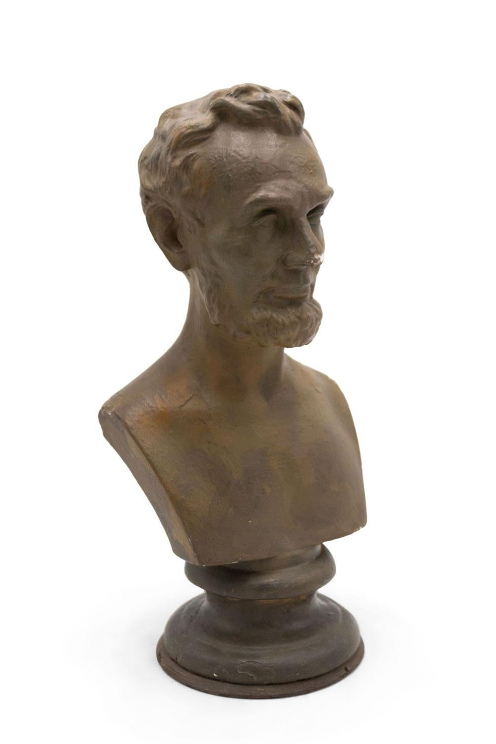 Viktorianische kleine Gipsbüste von Lincoln im Angebot 3