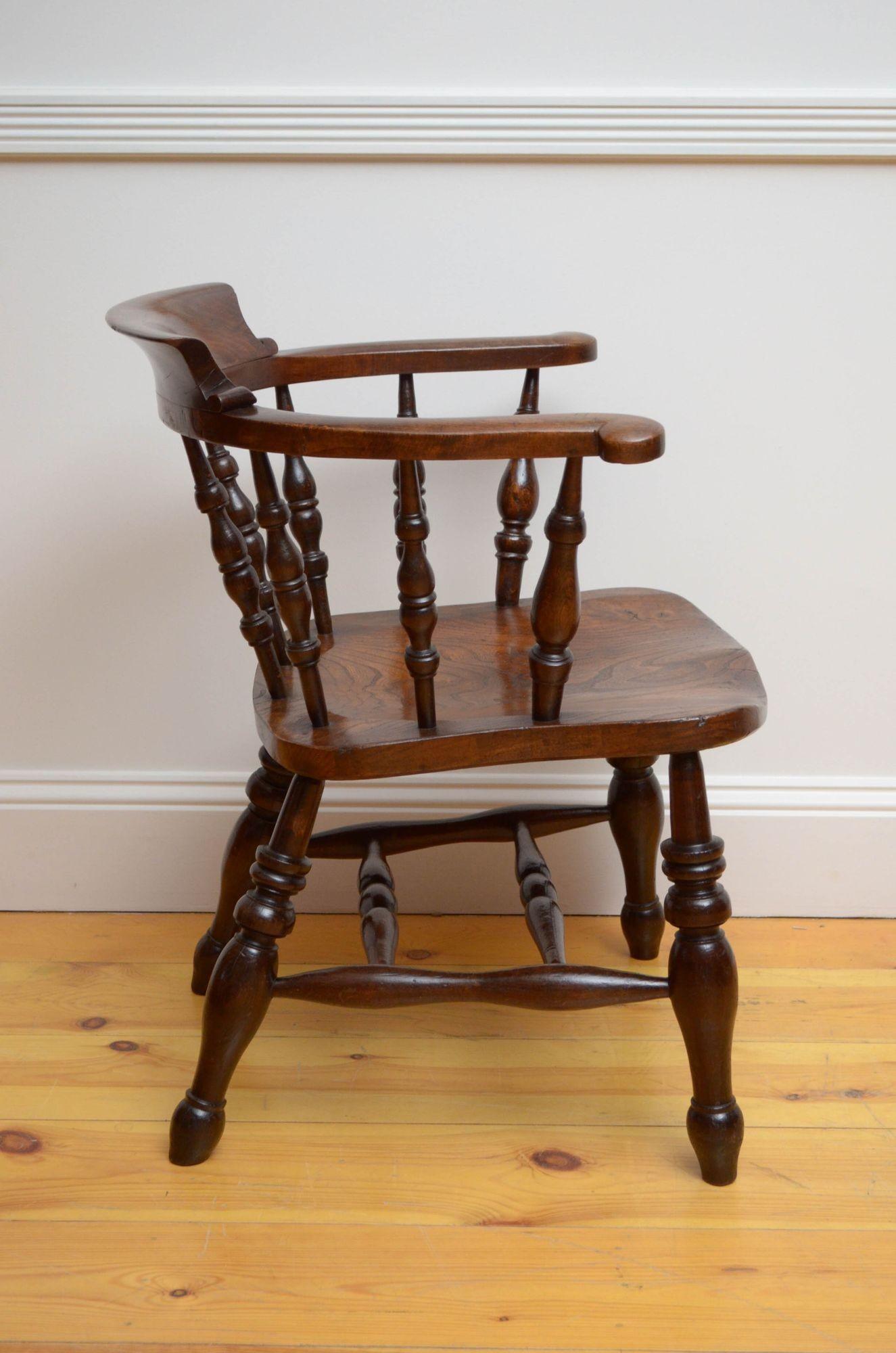 Victorian Smokers Bow Chair In Good Condition For Sale In Whaley Bridge, GB