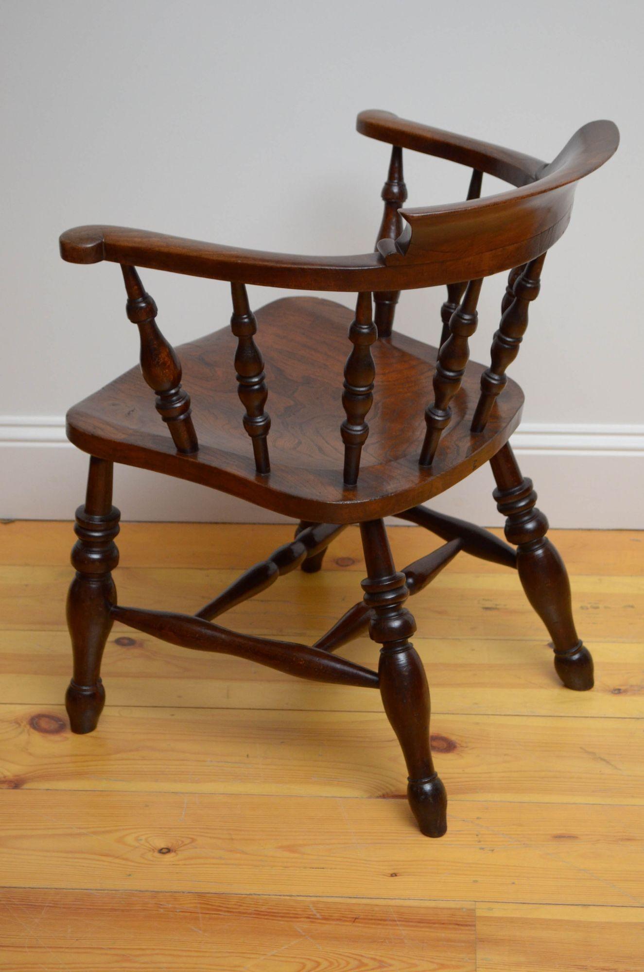 Elm Victorian Smokers Bow Chair For Sale