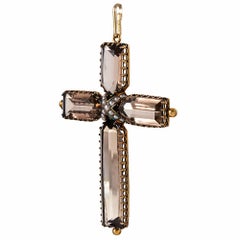 Victorian Smoky Quartz Cross Pendant