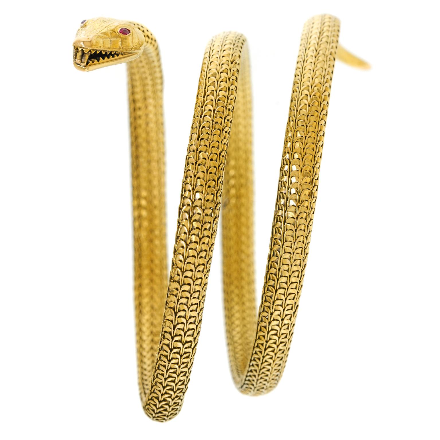 Round Cut Victorian Snake Bracelet