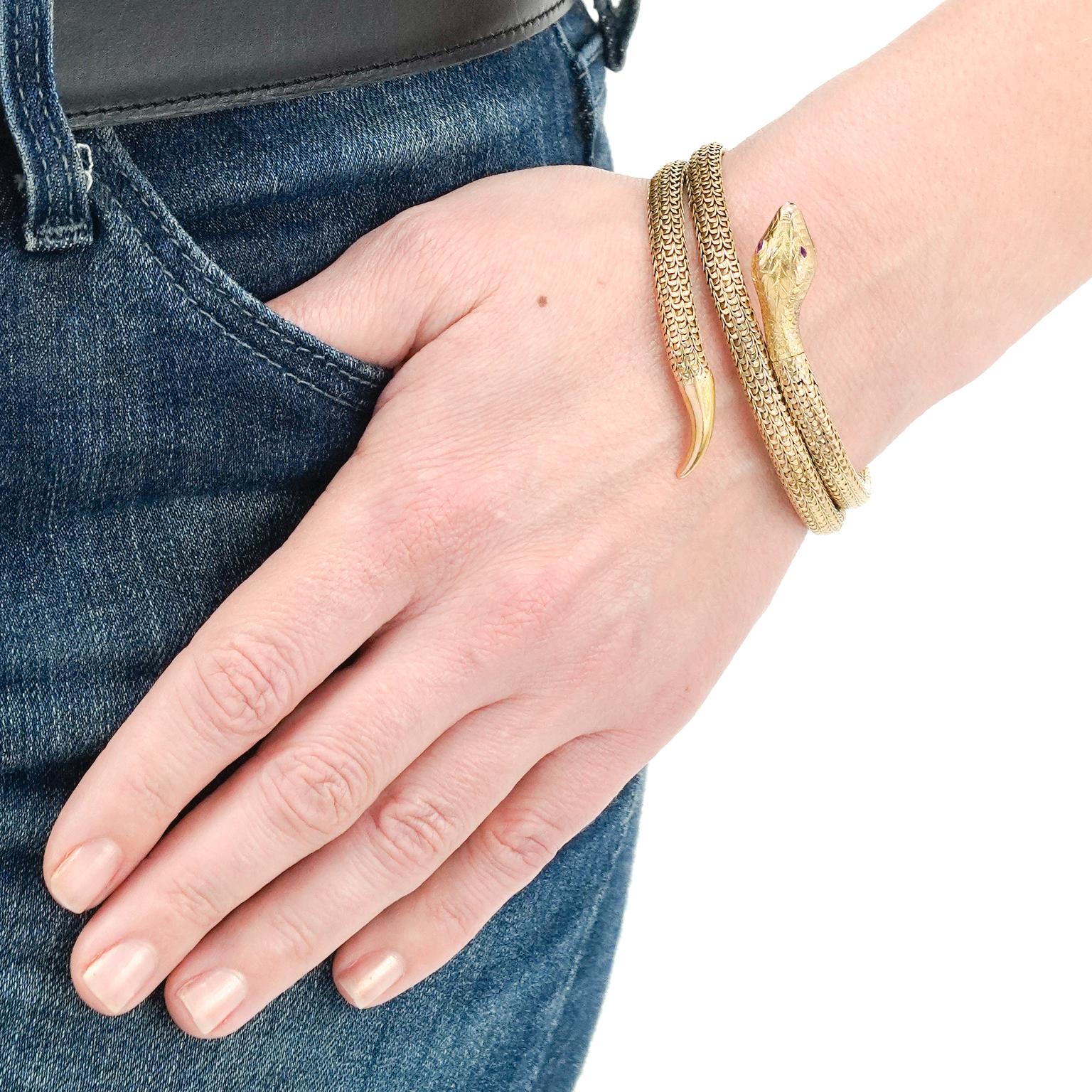 Victorian Snake Bracelet In Good Condition In Litchfield, CT