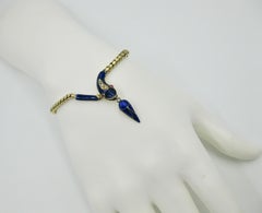 Victorian Snake Bracelet Ruby Pearl 14 Karat Gold Blue Enamel Antique 1840