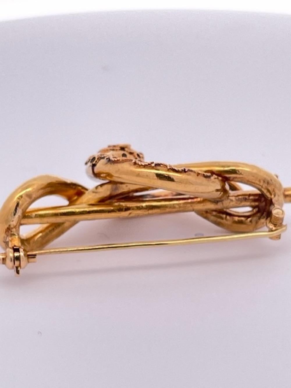 Victorian Snake Brooch 18k Yellow Gold For Sale 1
