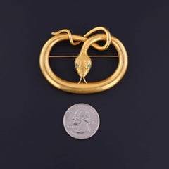 Victorian Snake Brooch of 14k Gold