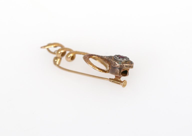 Victorian Snake Gold Brooch Pendant, 1890 For Sale 2