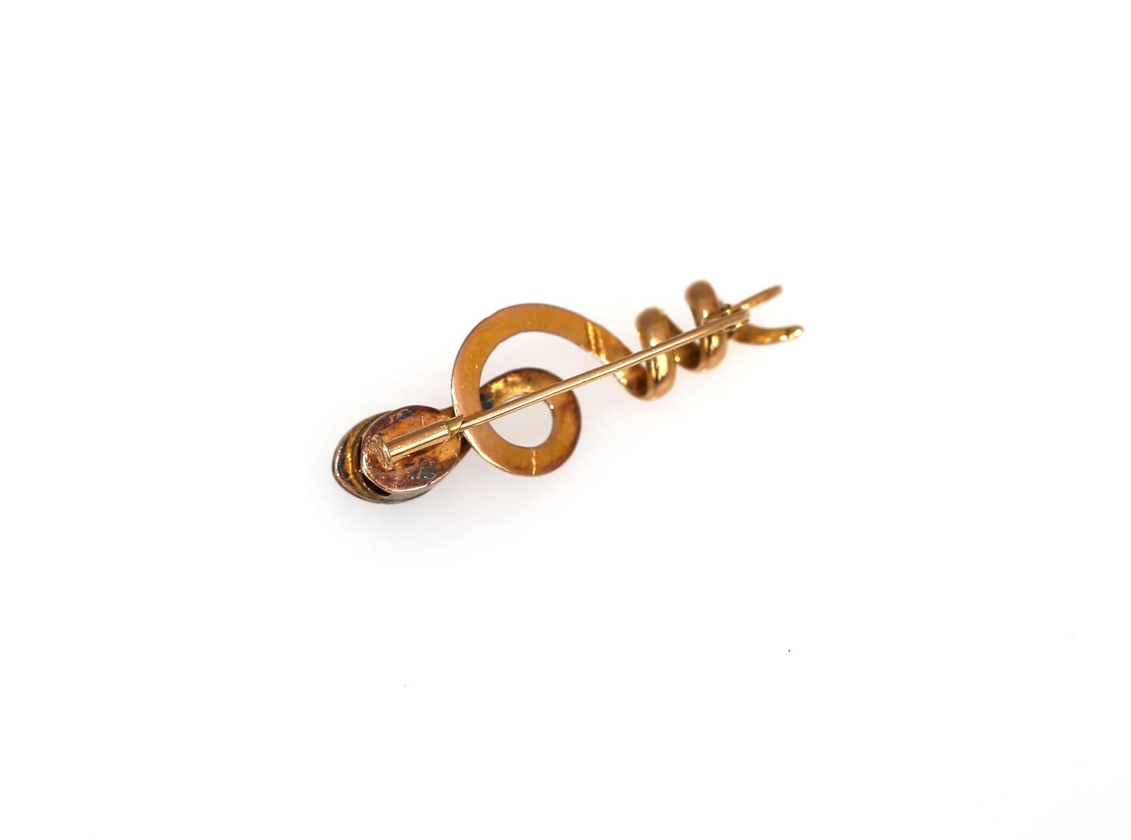 Victorian Snake Gold Brooch Pendant, 1890 For Sale 1