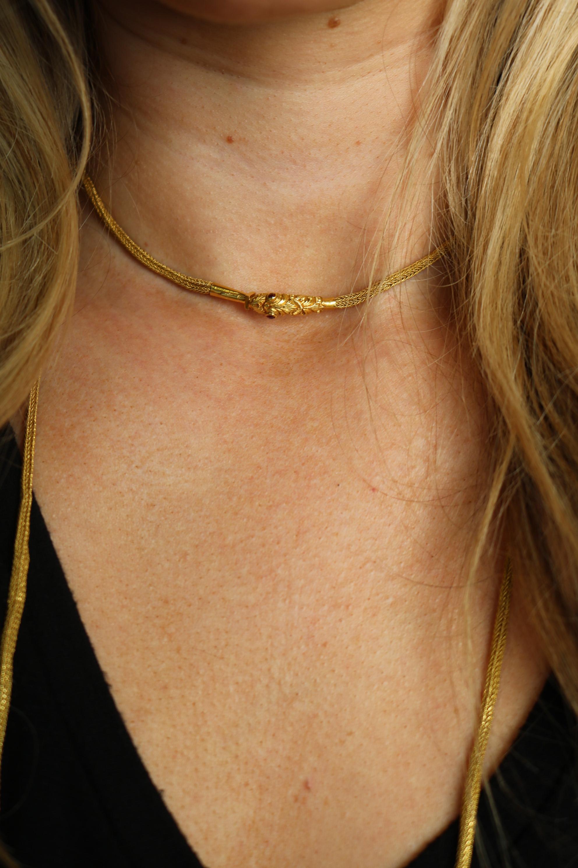 Victorian Snake Long Necklace 21K Yellow Gold 51