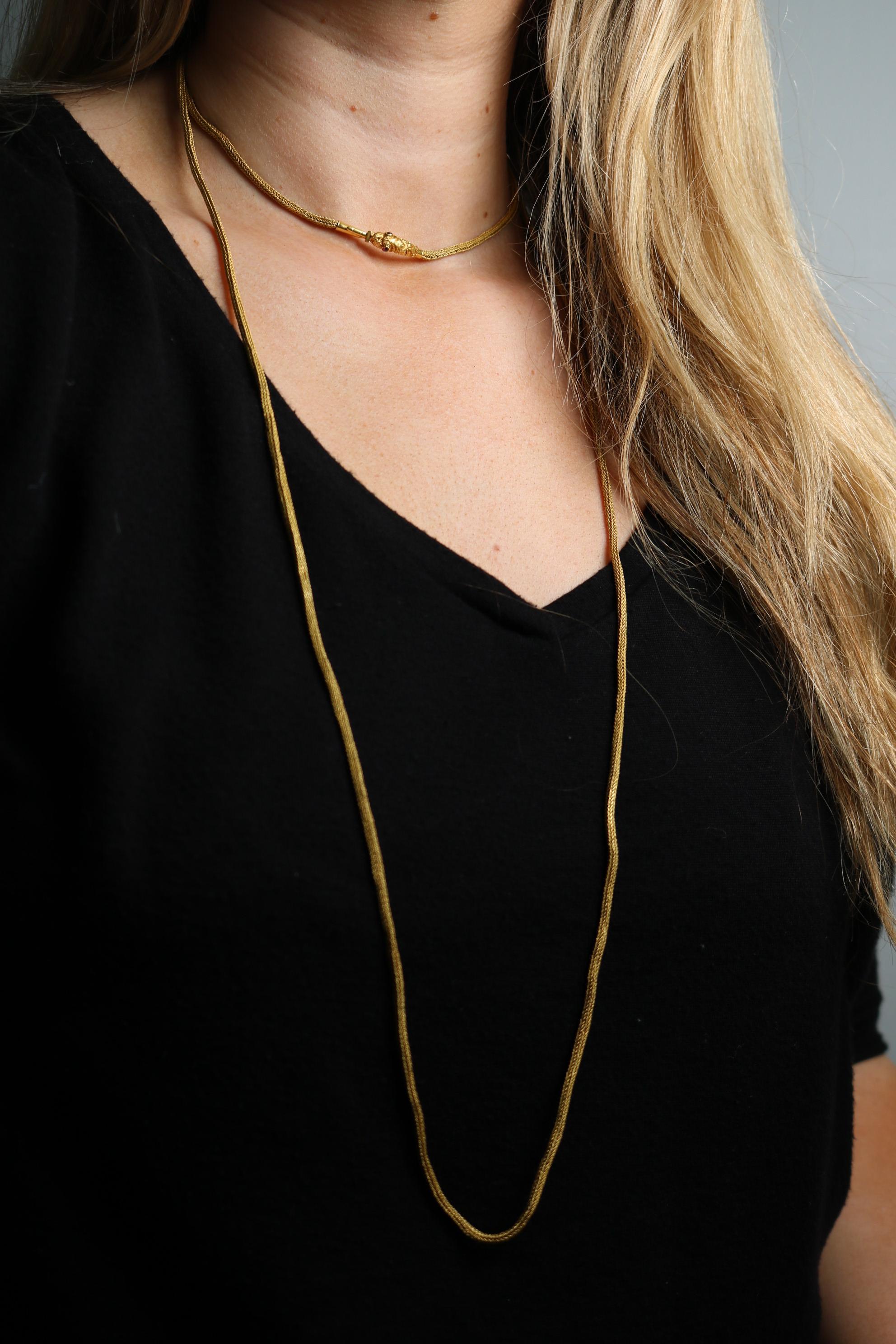 Victorian Snake Long Necklace 21K Yellow Gold 51