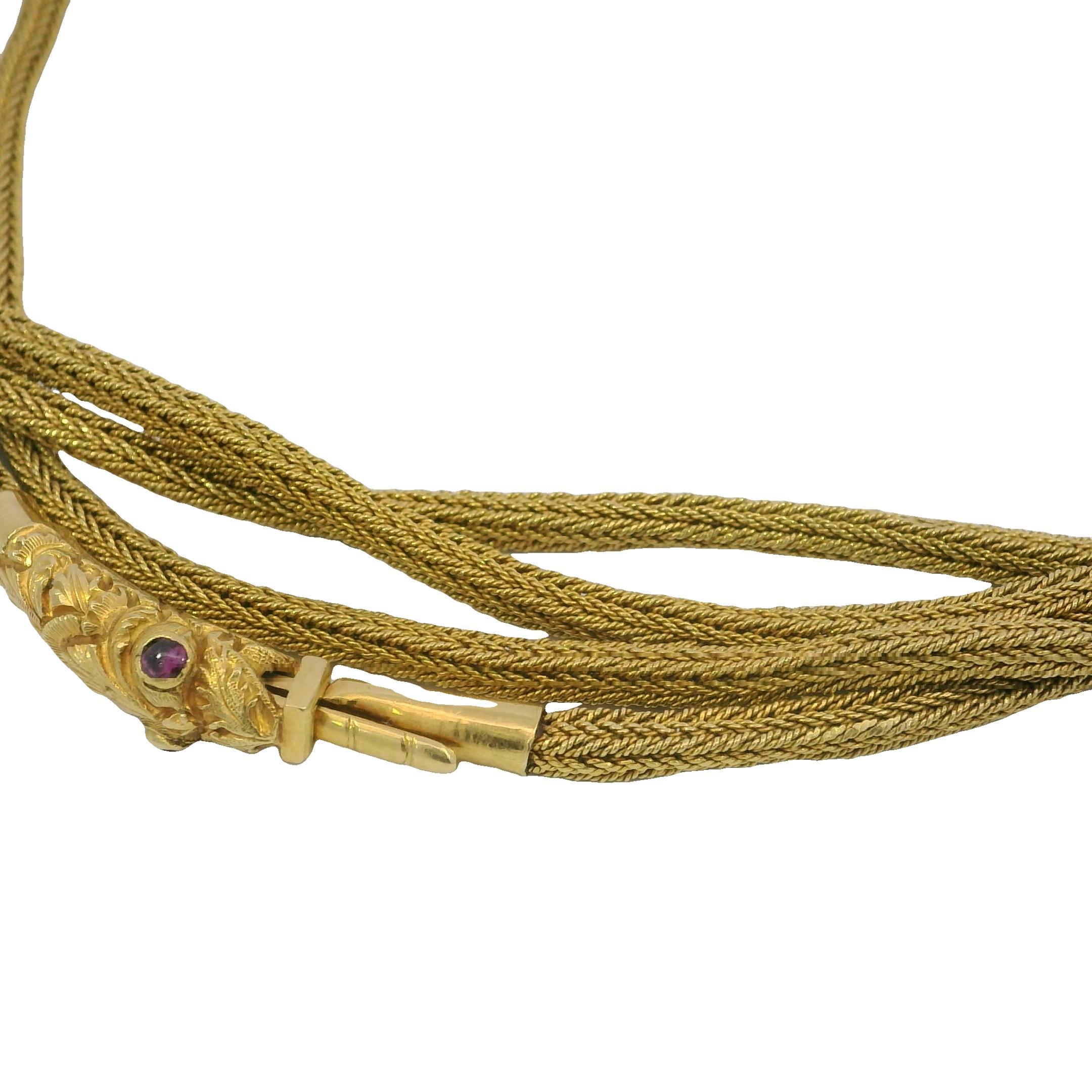 Women's Victorian Snake Long Necklace 21K Yellow Gold 51