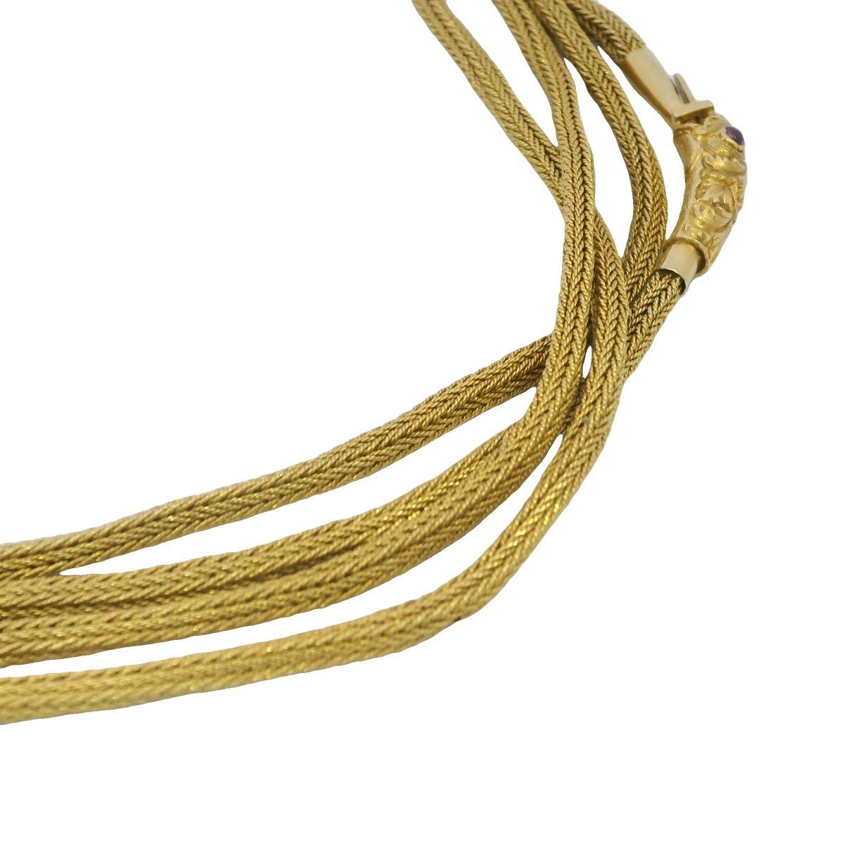 Victorian Snake Long Necklace 21K Yellow Gold 51
