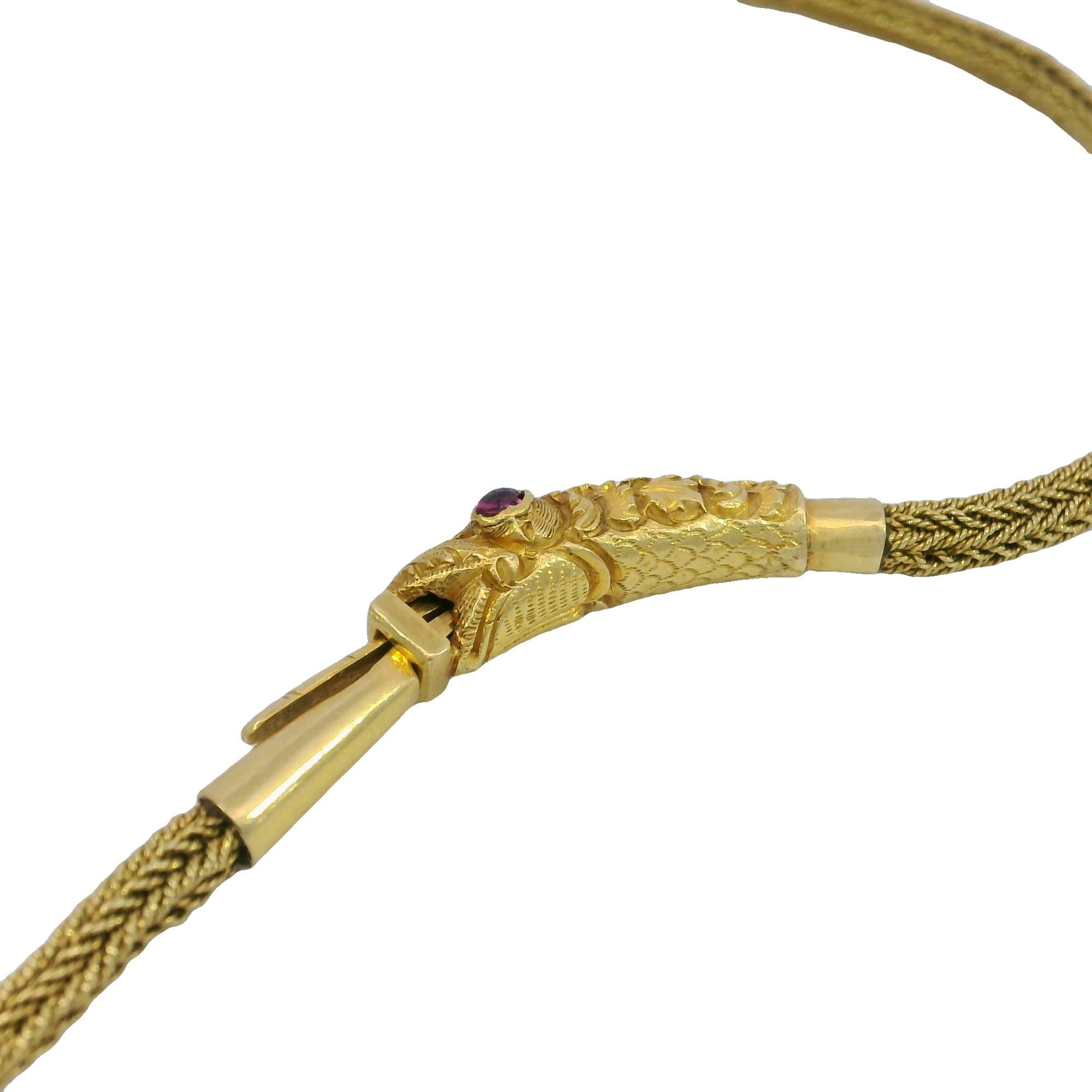 Victorian Snake Long Necklace 21K Yellow Gold 51