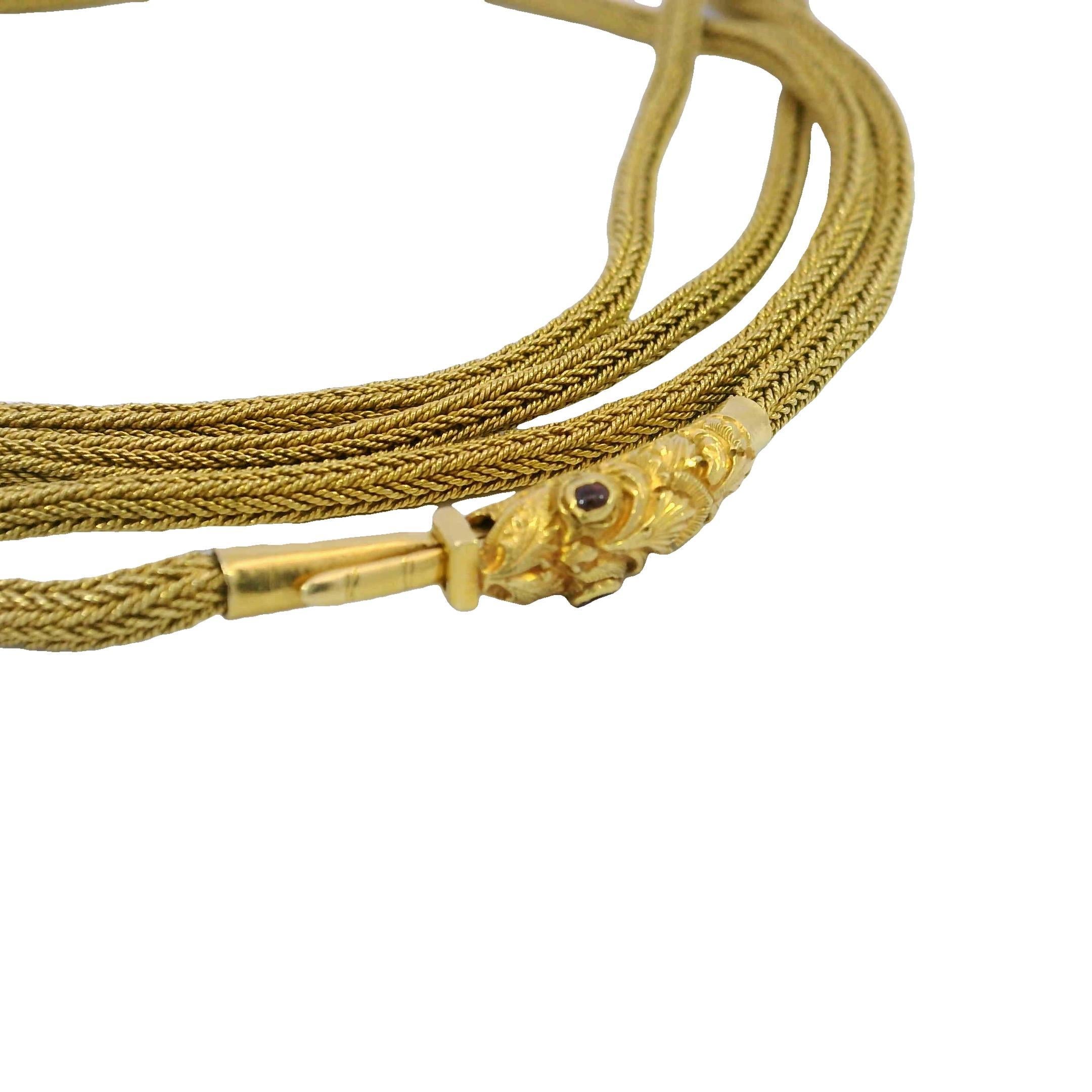 Victorian Snake Long Necklace 21K Yellow Gold 51
