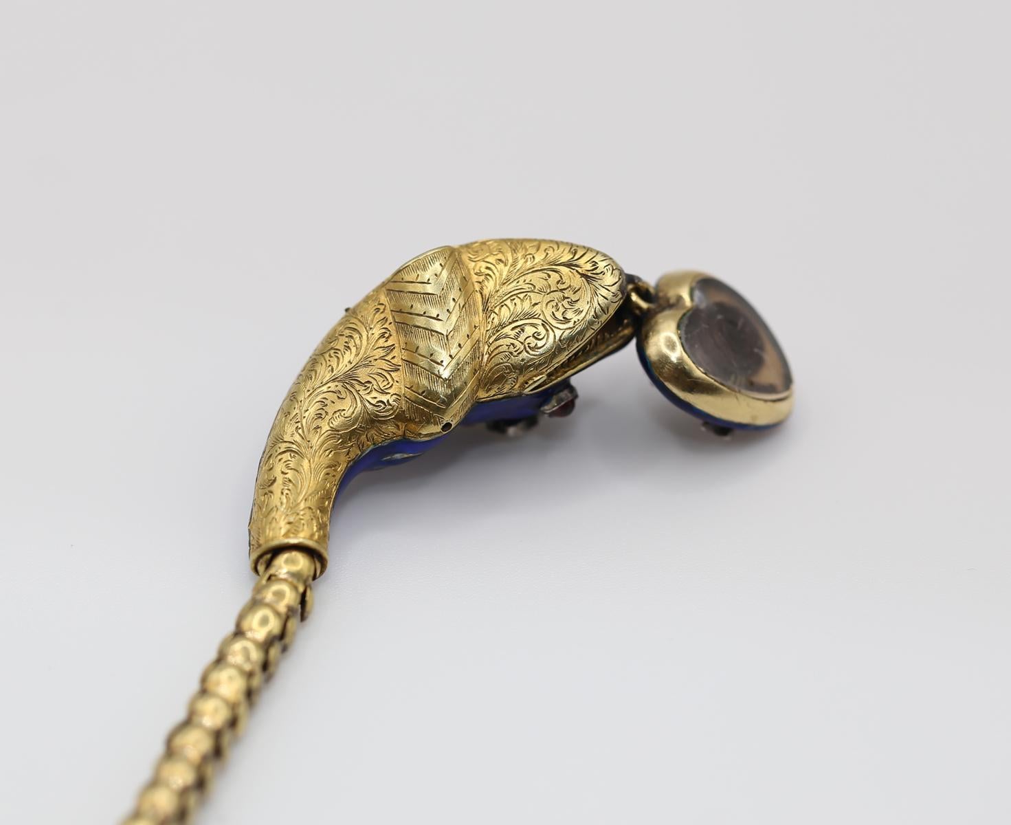 Victorian Snake Necklace Bracelet Enamel Diamonds Heart, 1840 8