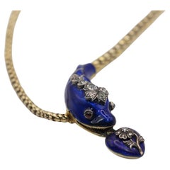 Victorian Snake Necklace Bracelet Enamel Diamonds Heart, 1840