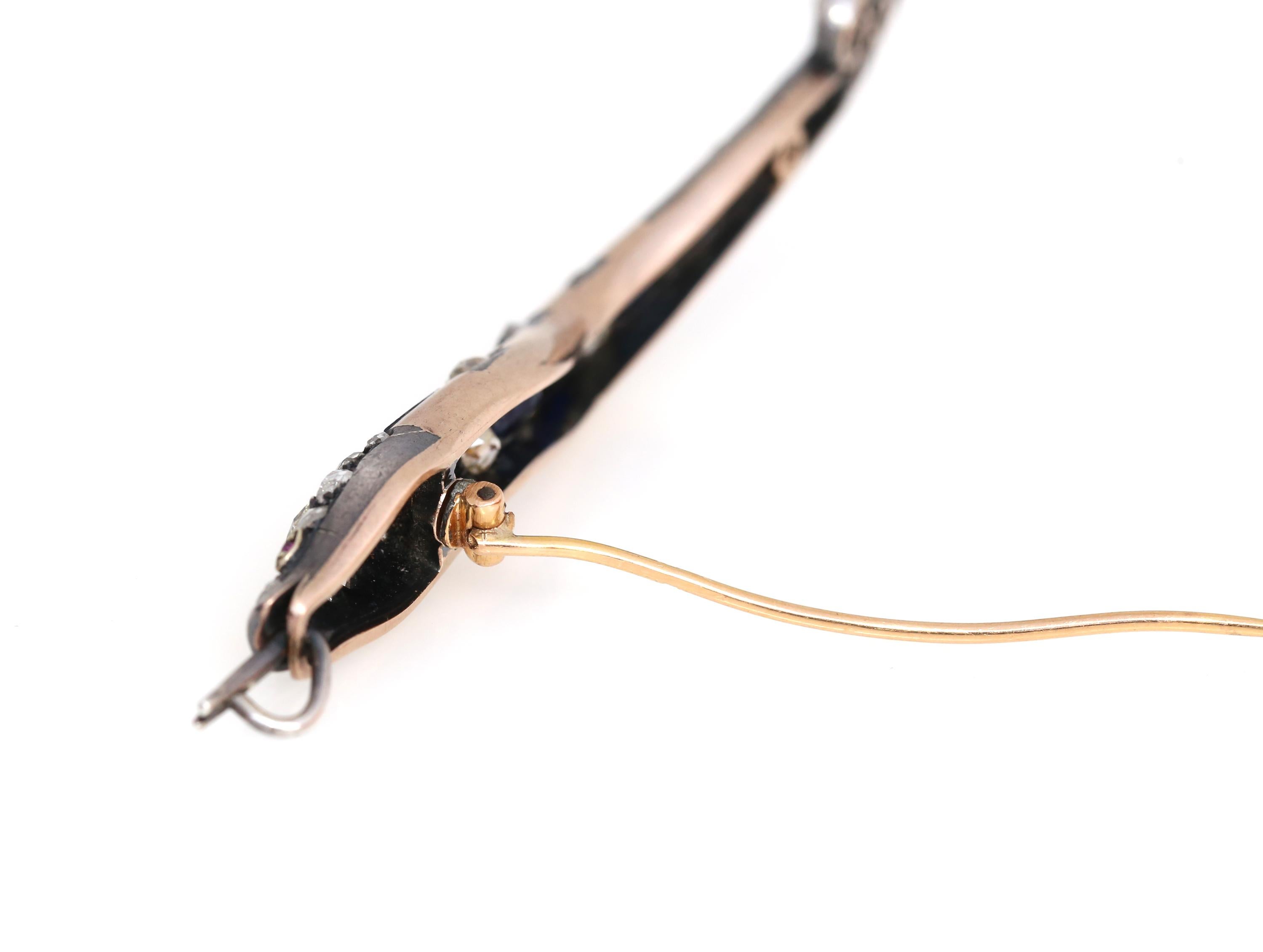 Pendente a serpente vittoriano Spilla di zaffiri 3,5 carati Diamanti 3,2 carati, 1890 in vendita 2