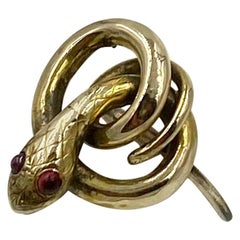 Victorian Snake Ring Garnet Eyes Three Dimensional Gold Antique Circa 1860