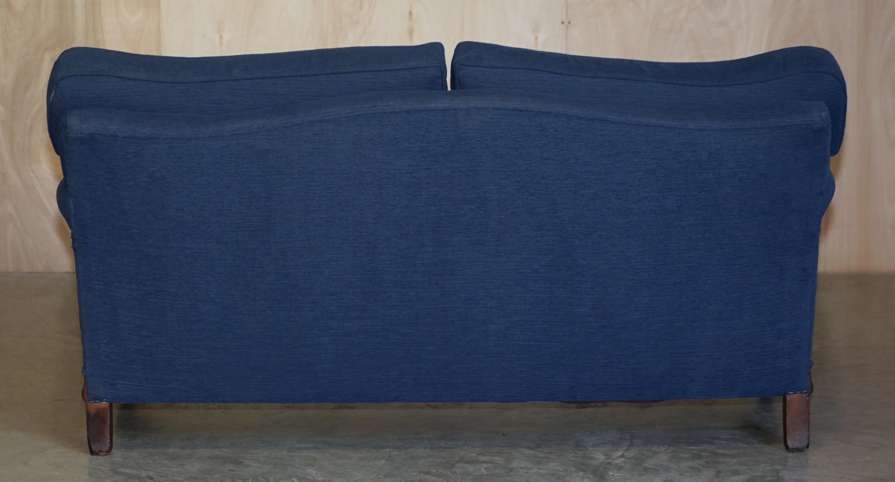 Viktorianisches Sofa & Sessel-Suite Napoleonische blaue Polsterung Klauen- und Kugelfüßen im Angebot 14