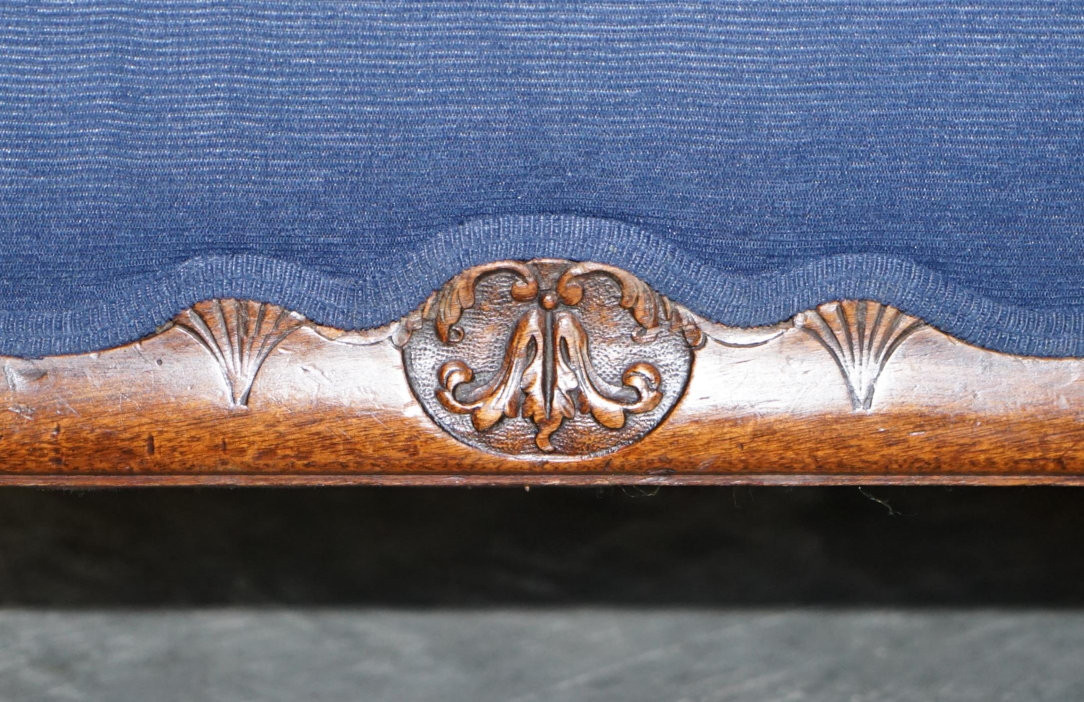 Viktorianisches Sofa & Sessel-Suite Napoleonische blaue Polsterung Klauen- und Kugelfüßen im Angebot 2