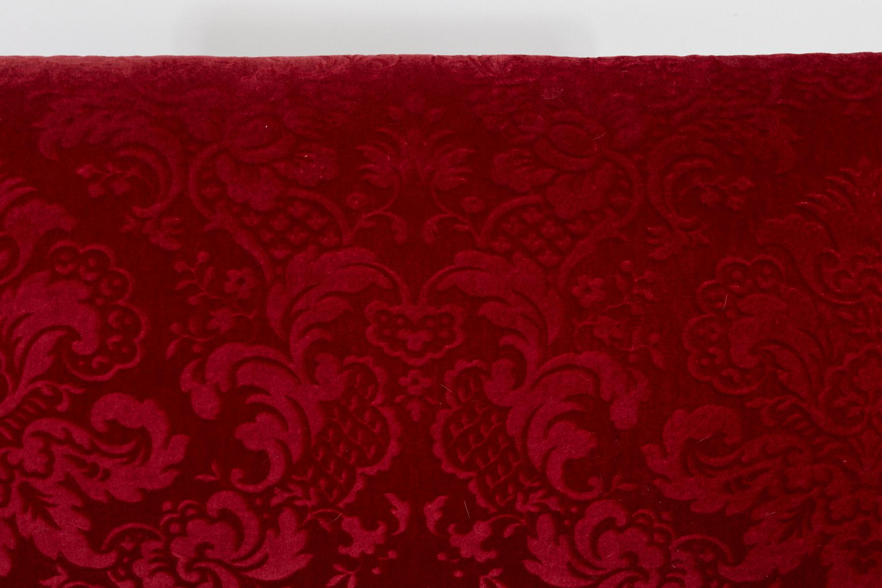 Victorian Sofa in Red Embossed Acanthus Ornament Mohair Upholstery No 2 of 2 1