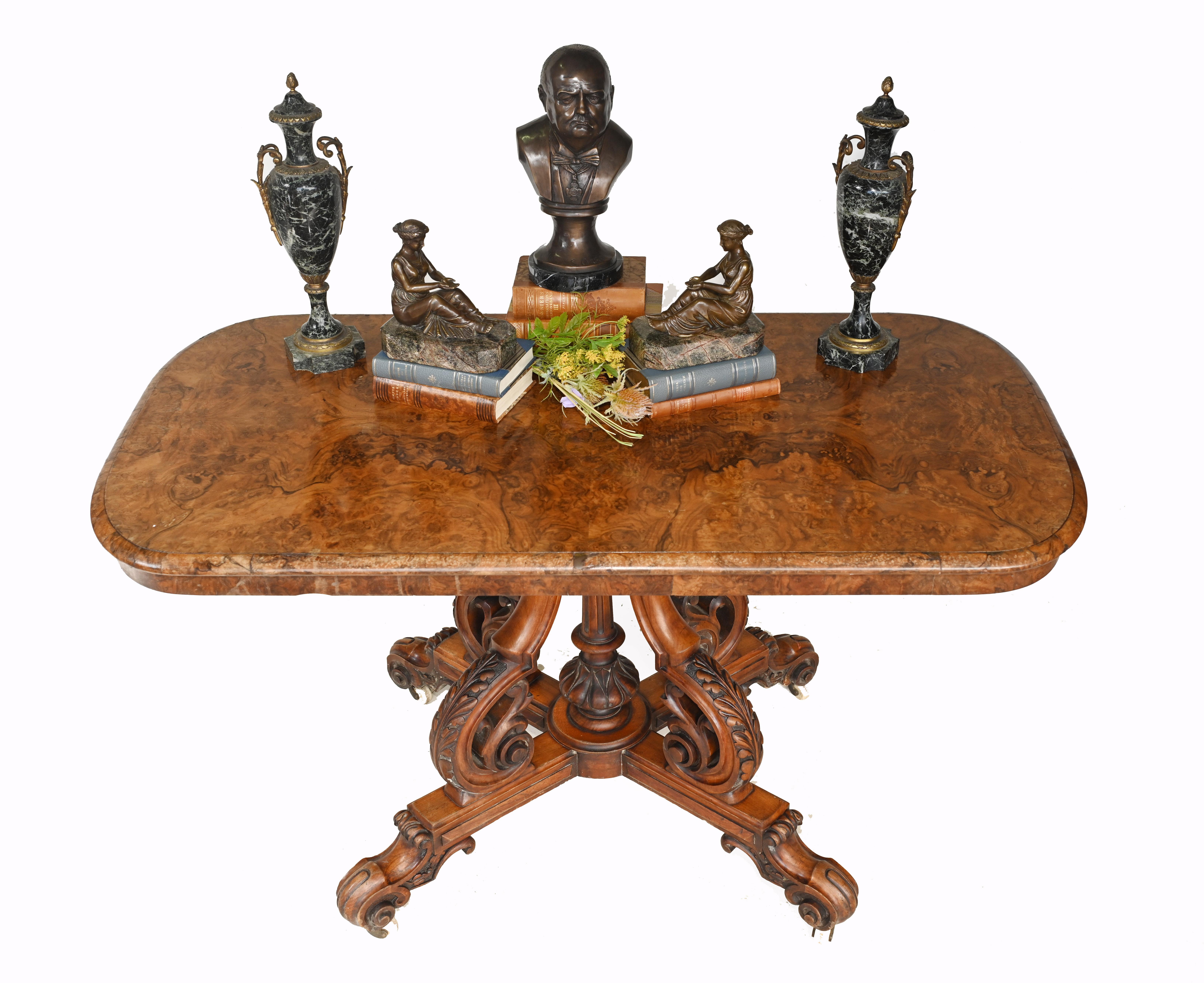 Stylish Victorian sofa table in walnut
Lovely finish to the burr walnut
We date this piece to circa 1860
Some of our items are in storage so please check ahead of a viewing to see if it is on our shop floor
Offered in great shape ready for home