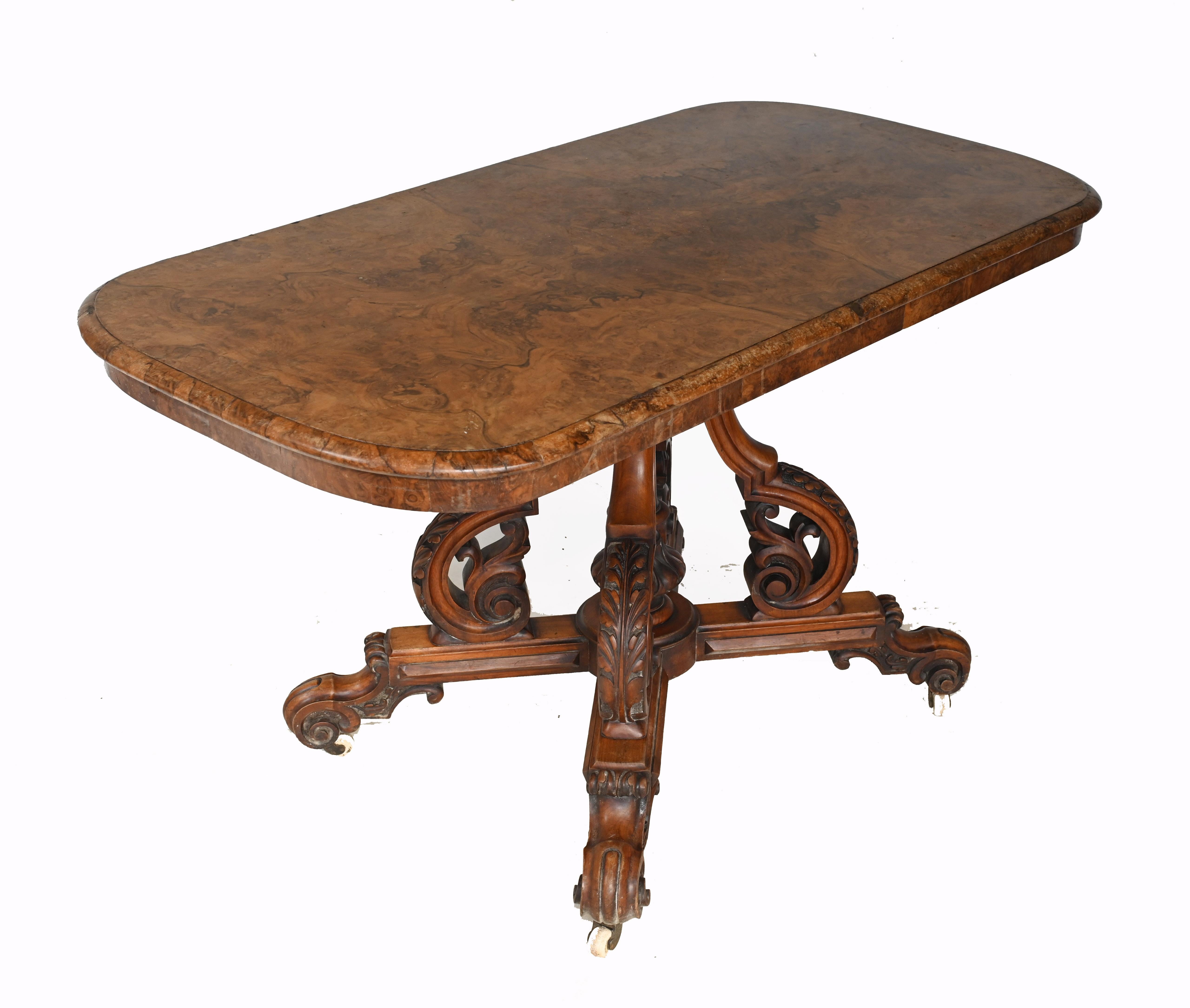 Victorian Sofa Table Walnut Antique 1860 For Sale 1
