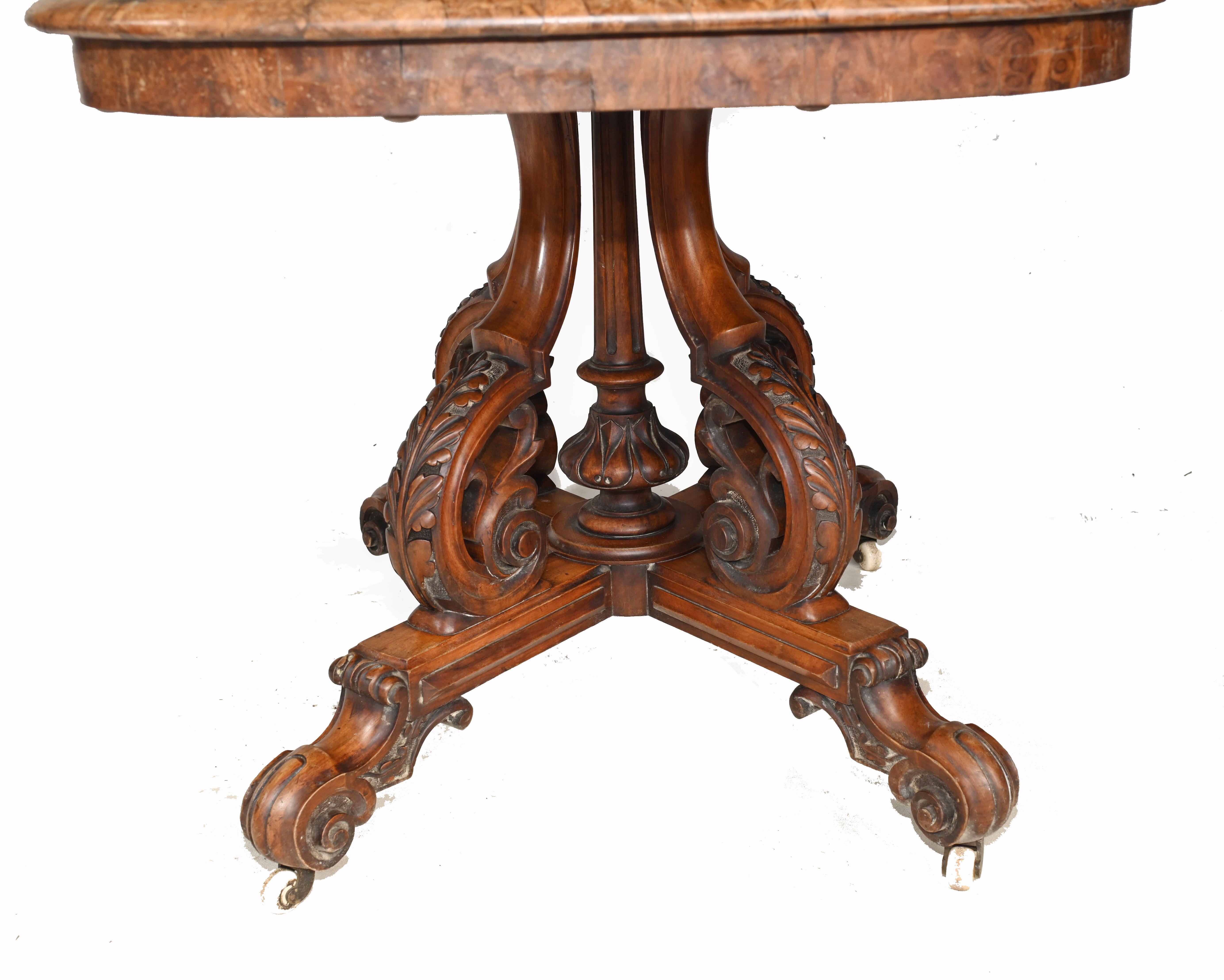 Victorian Sofa Table Walnut Antique 1860 For Sale 3