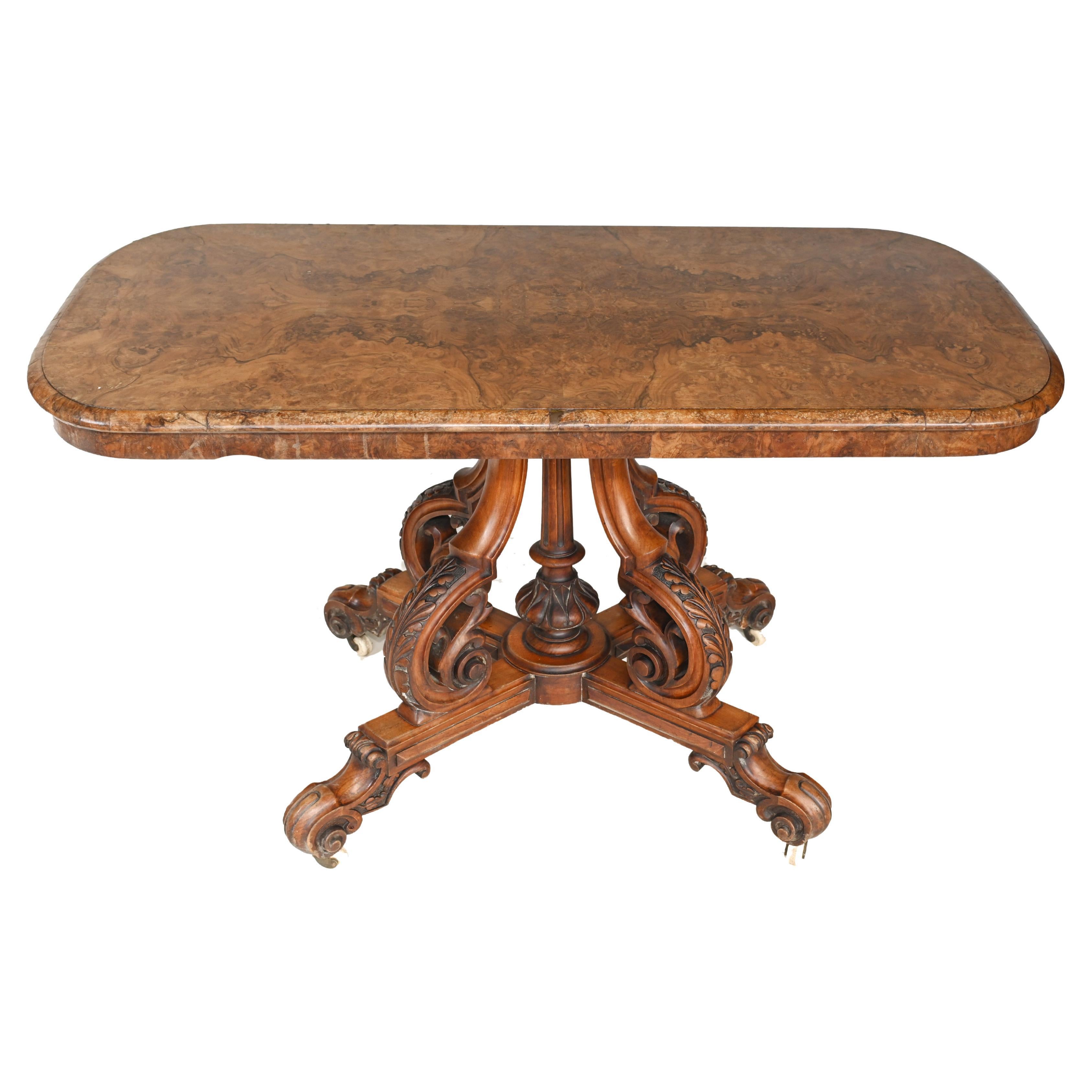 Victorian Sofa Table Walnut Antique 1860 For Sale
