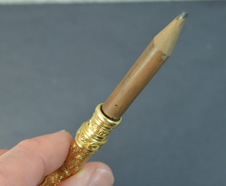 Victorian Solid 18 Carat Gold Chased Propelling Pencil at 1stDibs