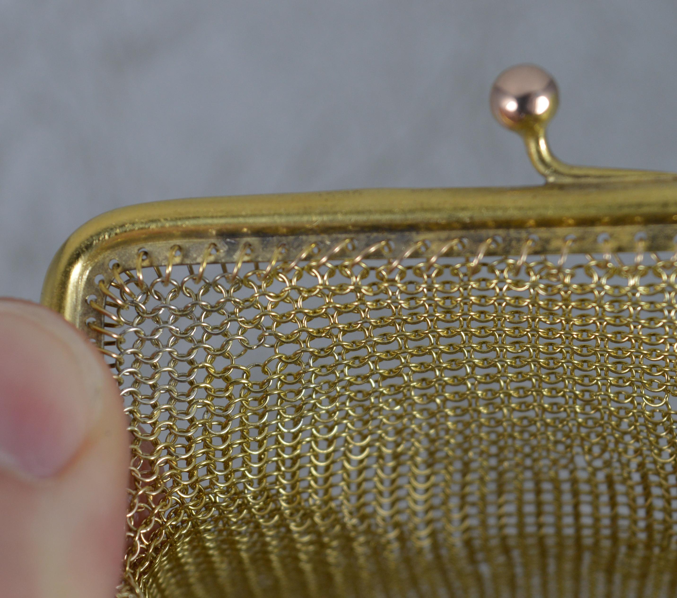Victorian Solid 9 Carat Gold Ladies Coin Purse Chainmail Bag For Sale 2