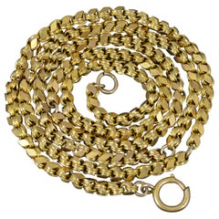 Victorian Solid 9ct Gold Fancy Link Necklace Chain