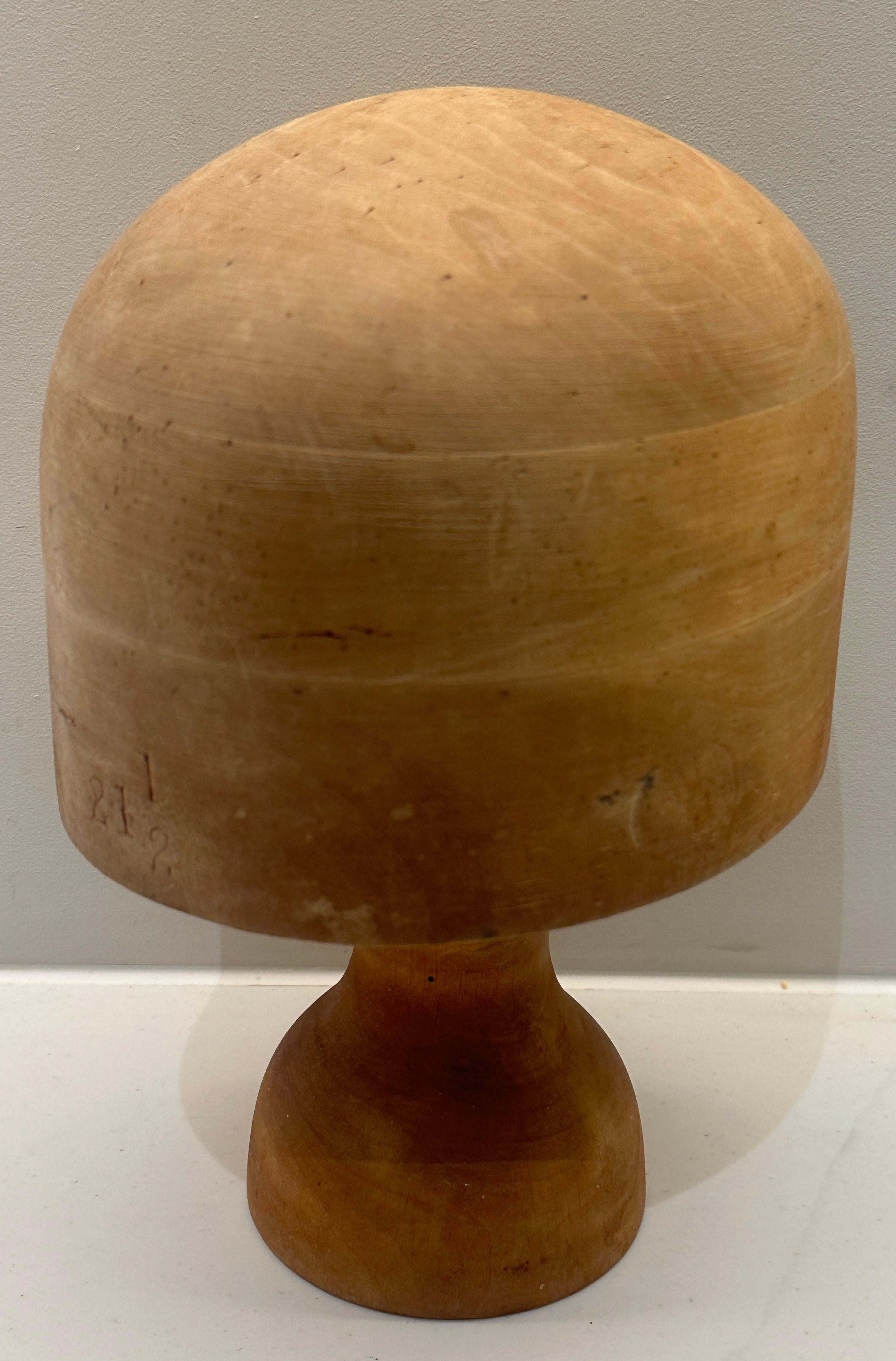 Victorian Solid Beech Hat Block Industrial Millinery Display Stand 21 1/2 In Distressed Condition In London, England