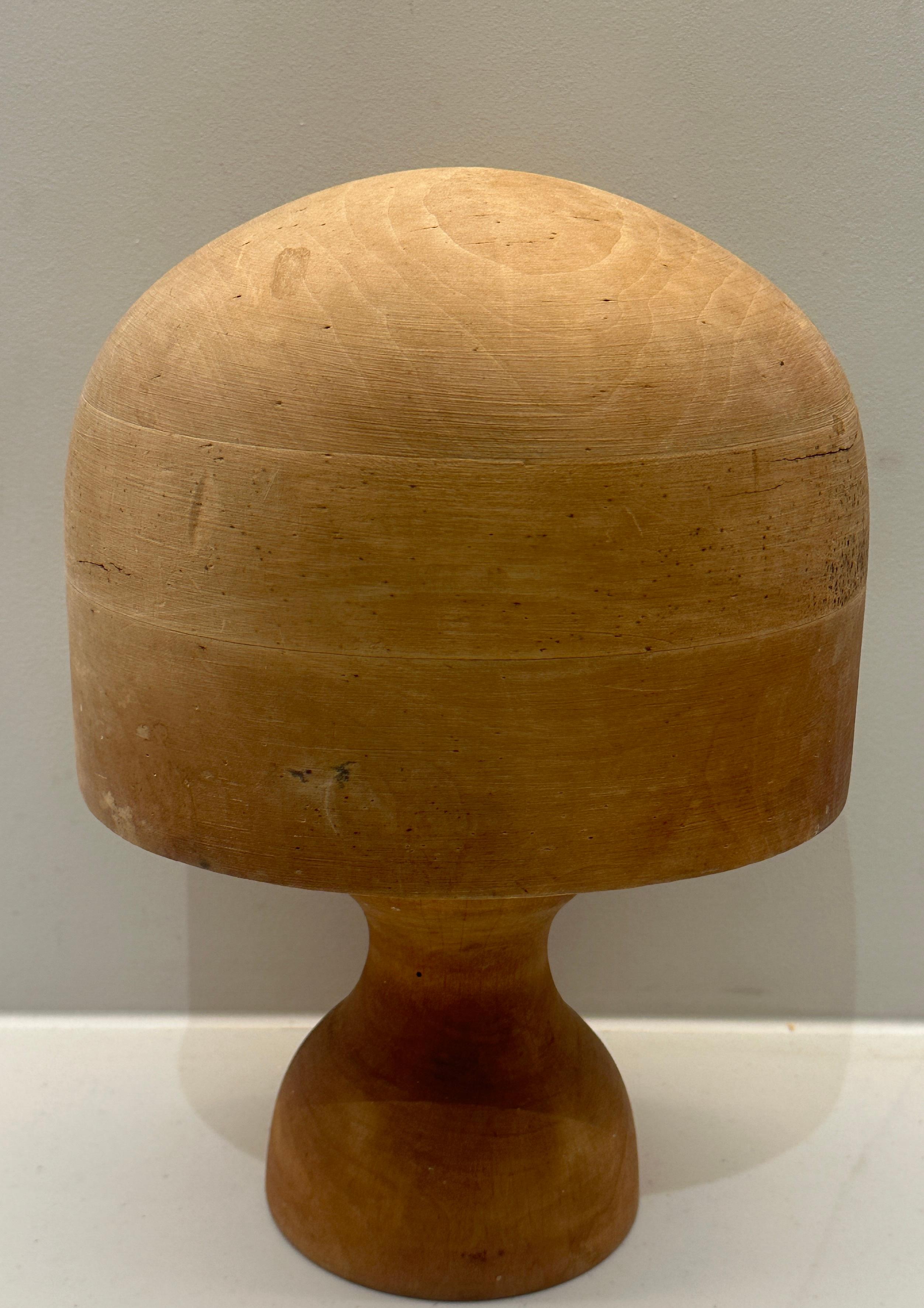 20th Century Victorian Solid Beech Hat Block Industrial Millinery Display Stand 21 1/2