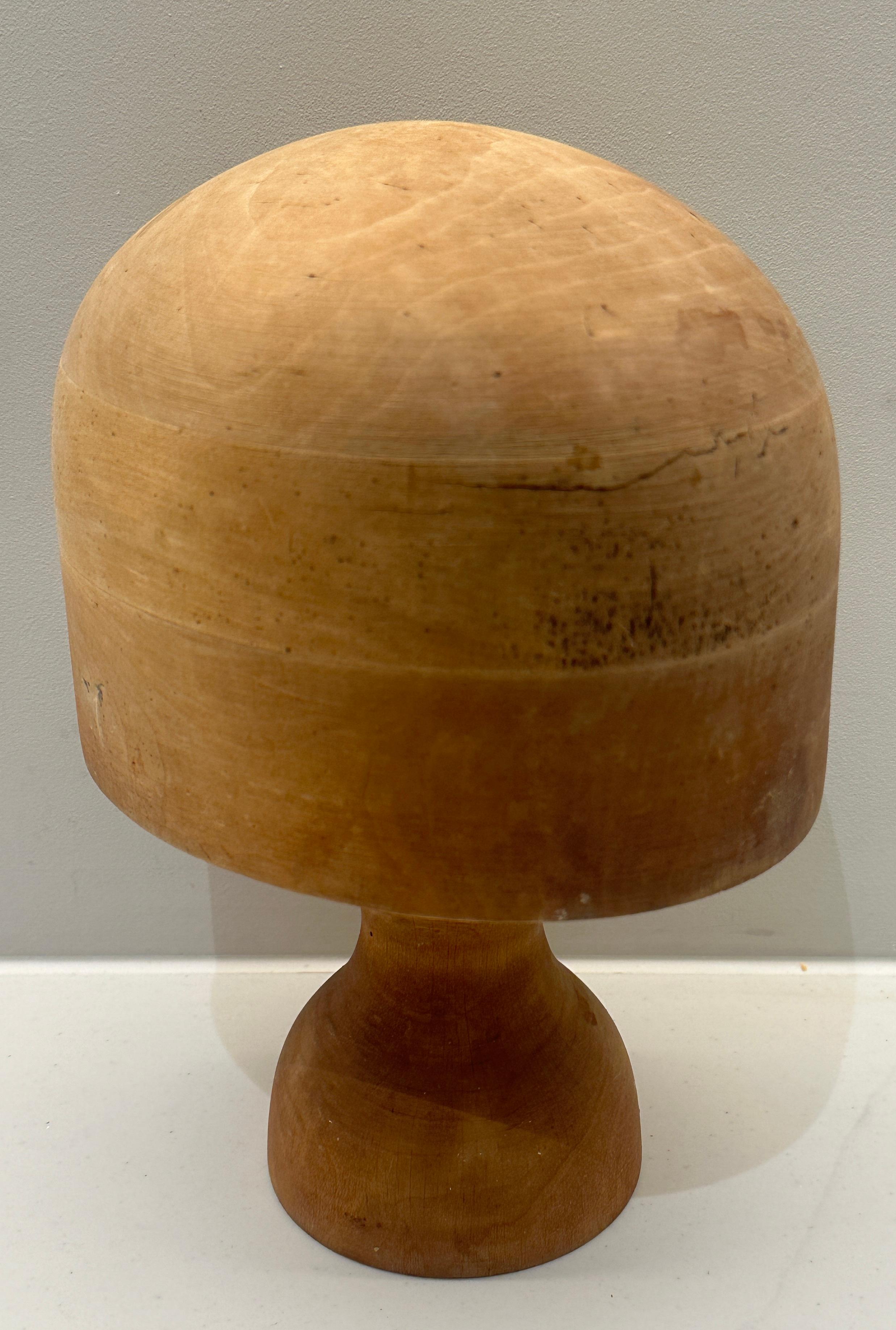 Victorian Solid Beech Hat Block Industrial Millinery Display Stand 21 1/2 1