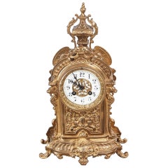 Victorian Solid Gilt Brass Mantel Clock