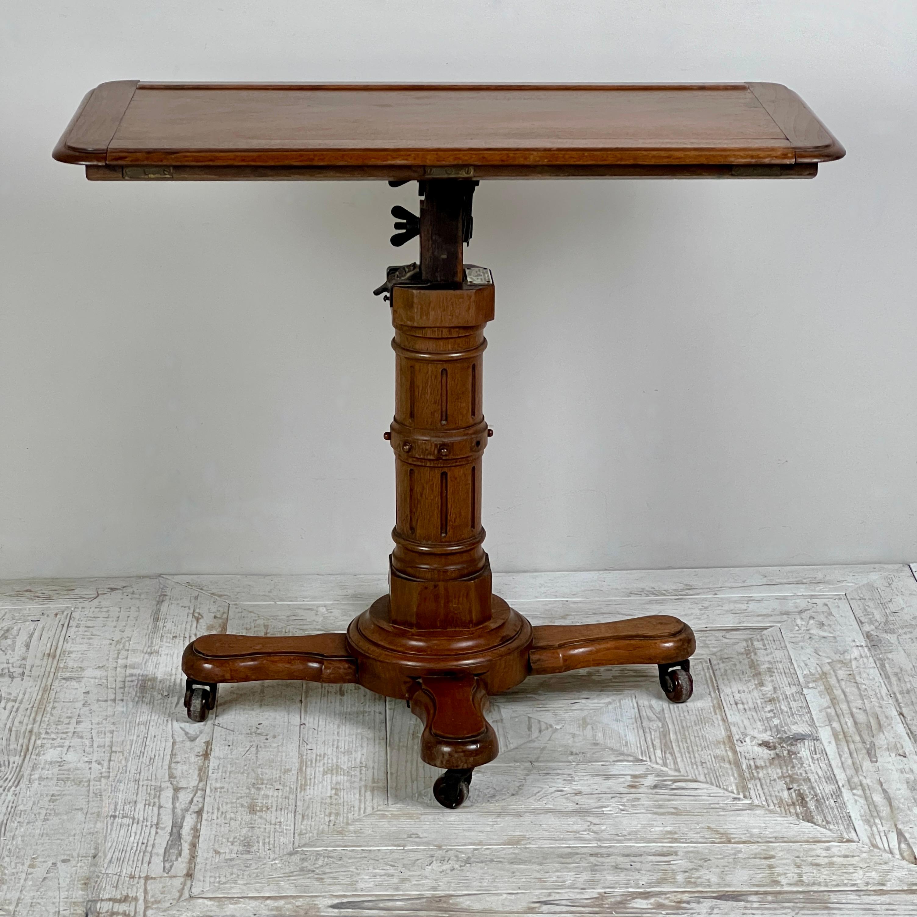 Late 19th Century Victorian Solid Oak Adjustable Reading Table By John Carter For Sale