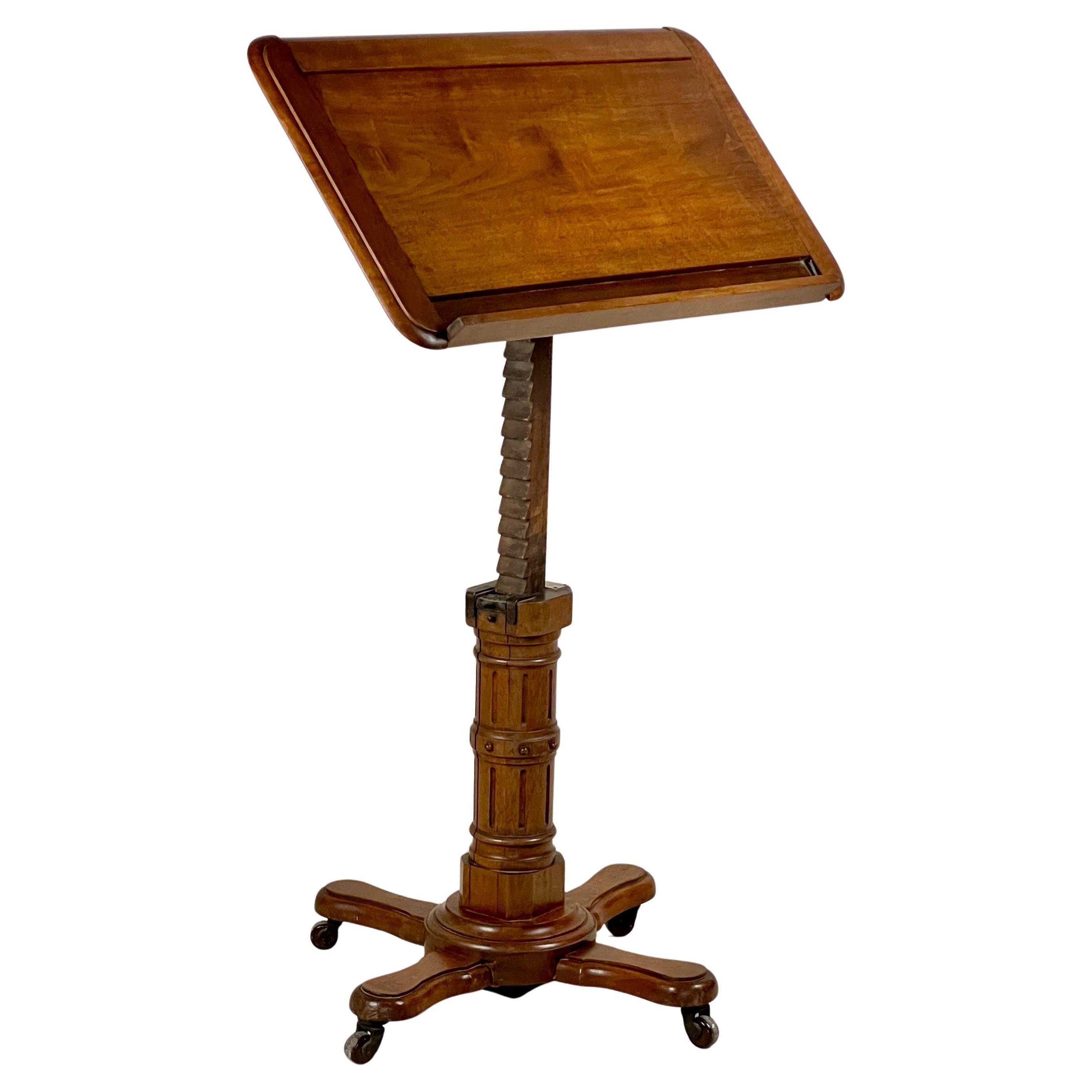 Victorian Solid Oak Adjustable Reading Table By John Carter For Sale
