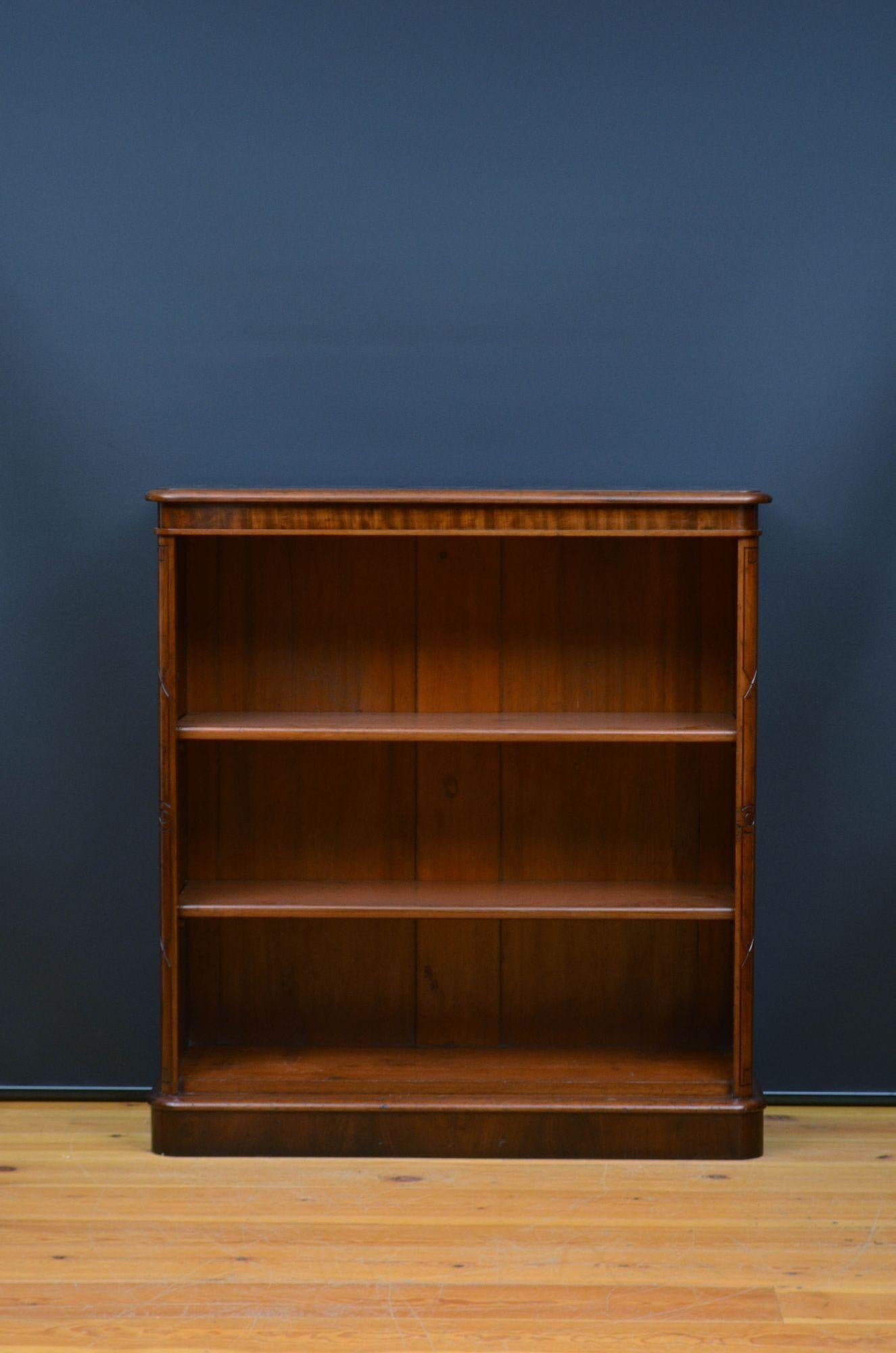 English Victorian Solid Mahogany Open Bookcase For Sale