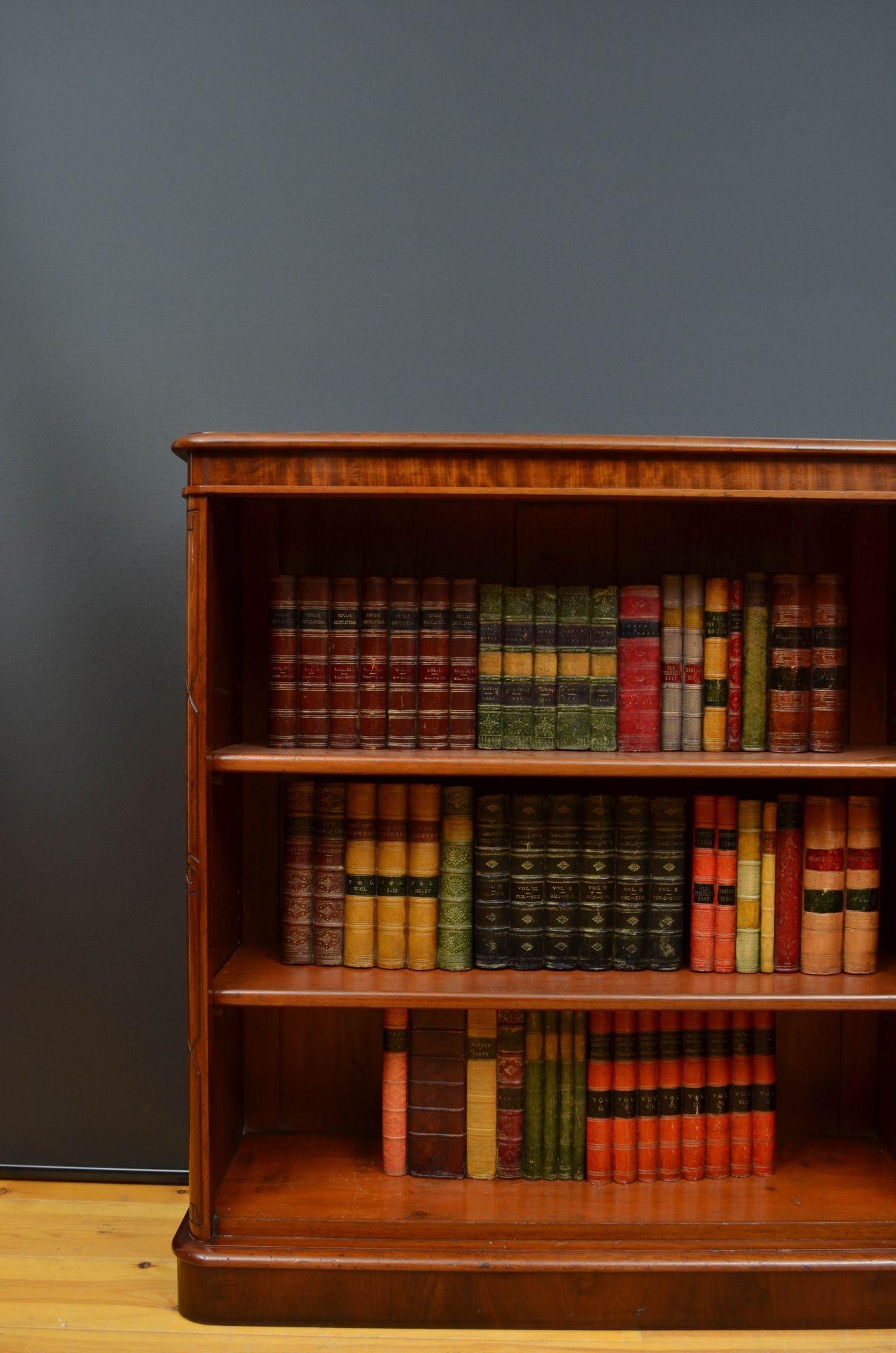 Victorian Solid Mahogany Open Bookcase For Sale 4