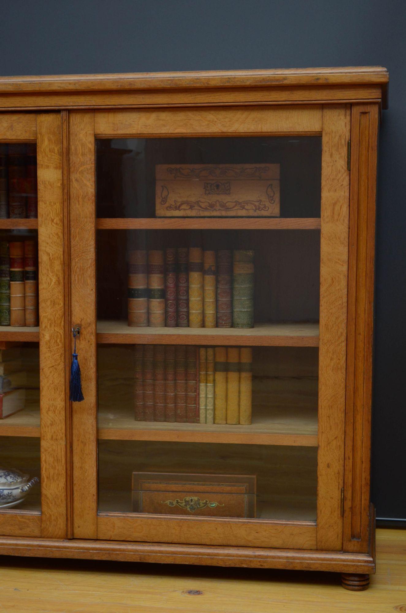 Victorian Solid Oak Cabinet Bookcase 7
