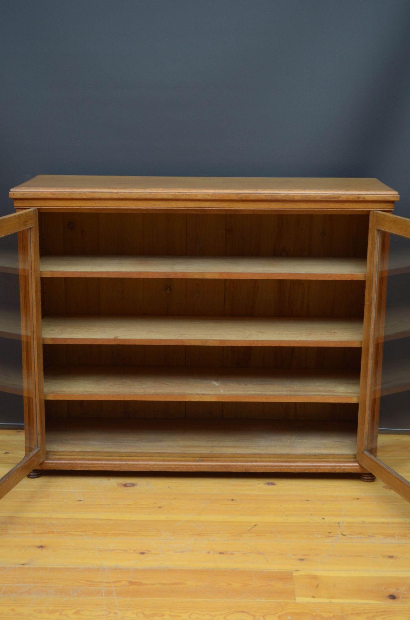 Victorian Solid Oak Cabinet Bookcase 8