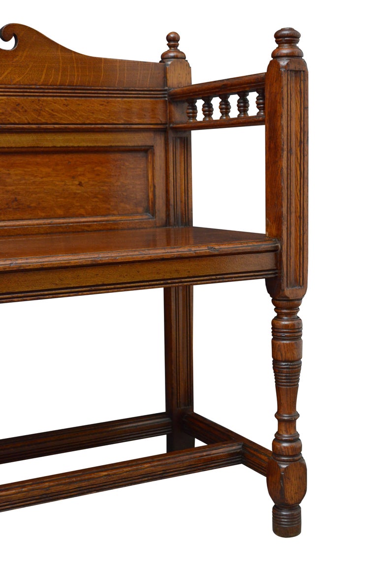 Victorian Solid Oak Hall Bench For Sale at 1stDibs