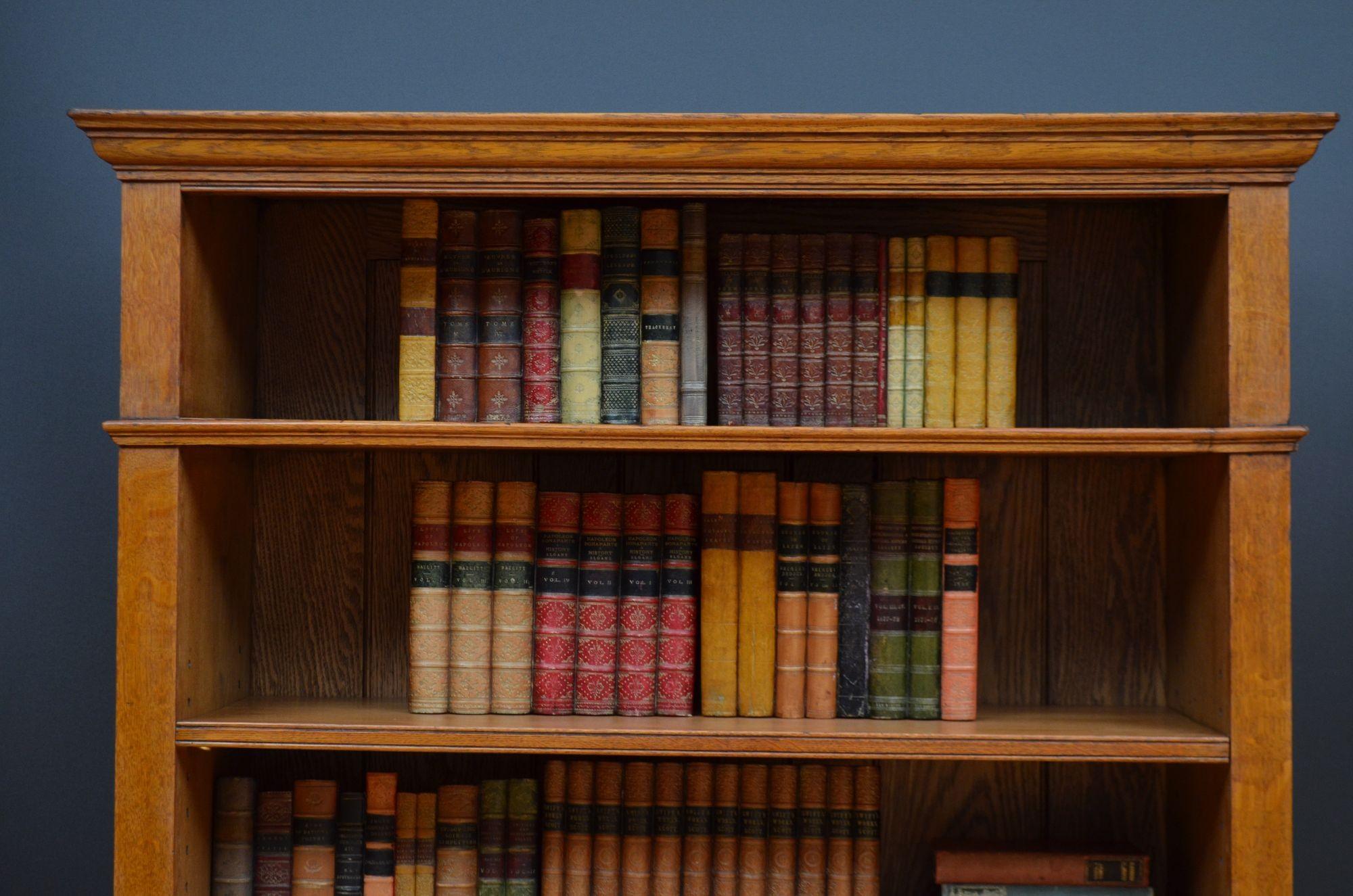 Victorian Solid Oak Open Bookcase For Sale 5