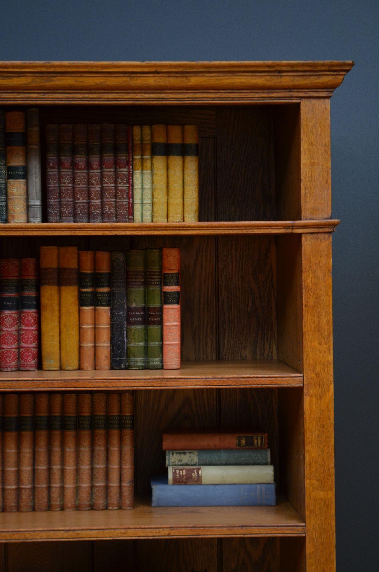 Victorian Solid Oak Open Bookcase For Sale 6