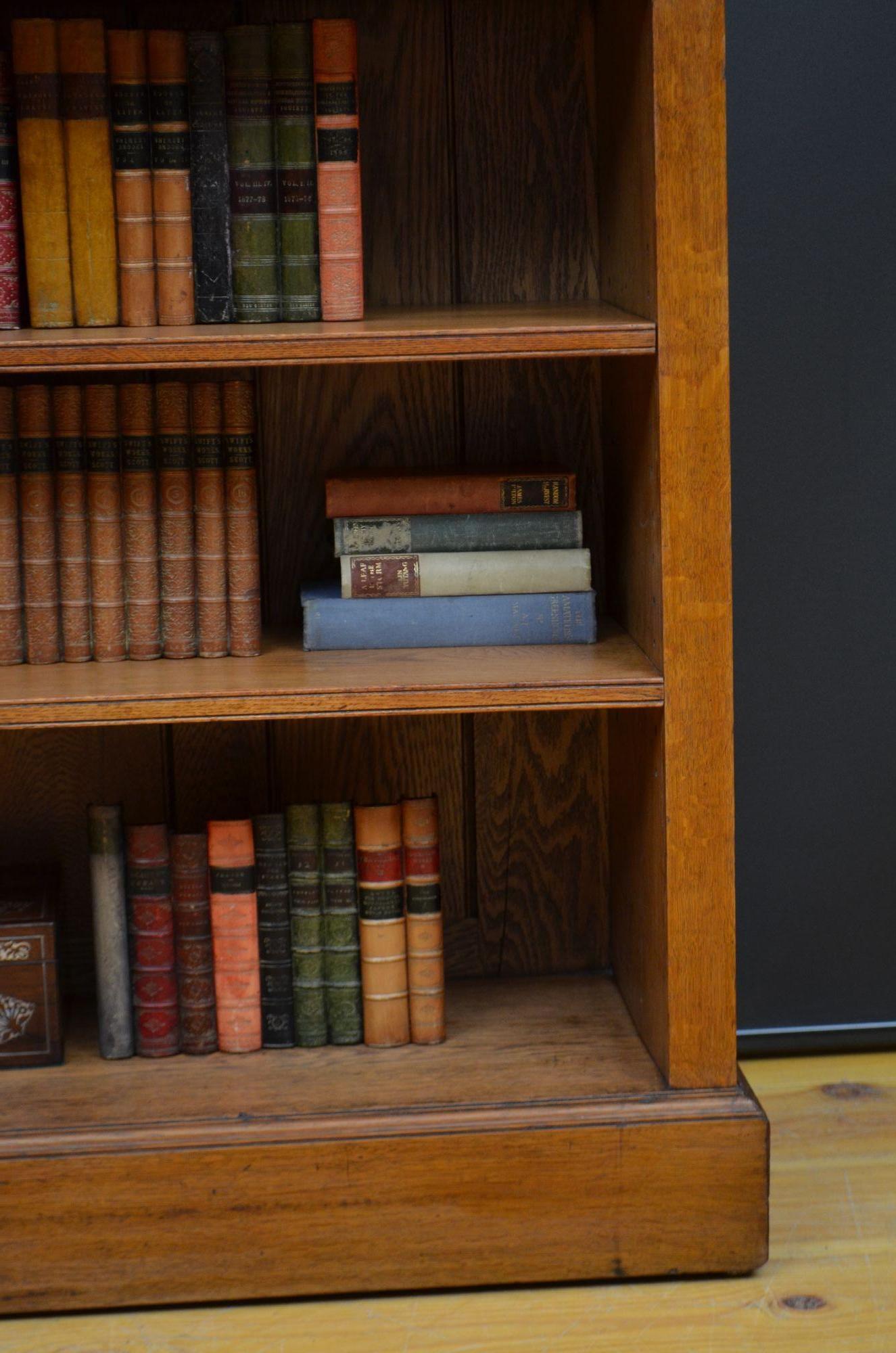 Victorian Solid Oak Open Bookcase For Sale 7