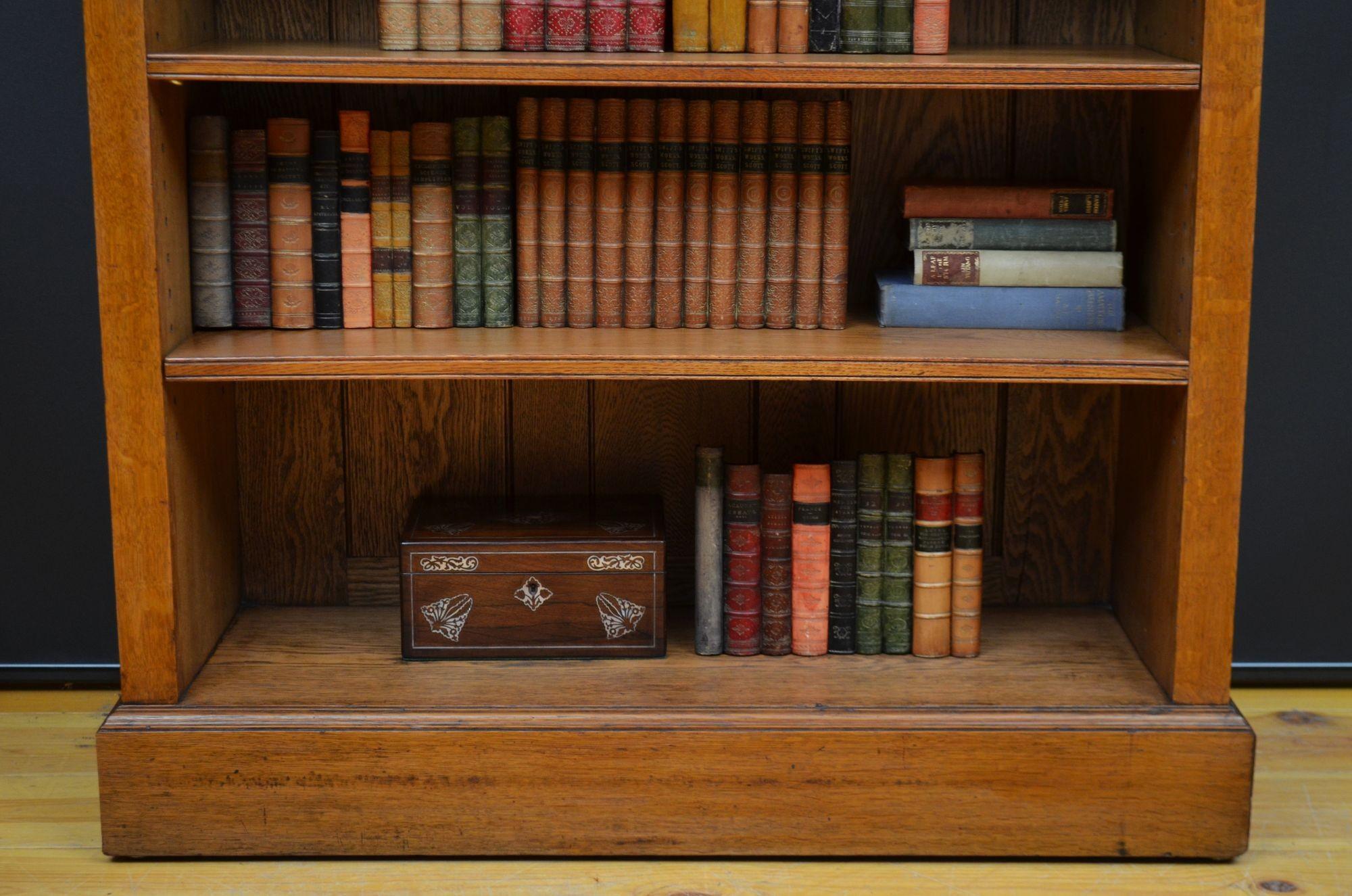 Victorian Solid Oak Open Bookcase For Sale 8
