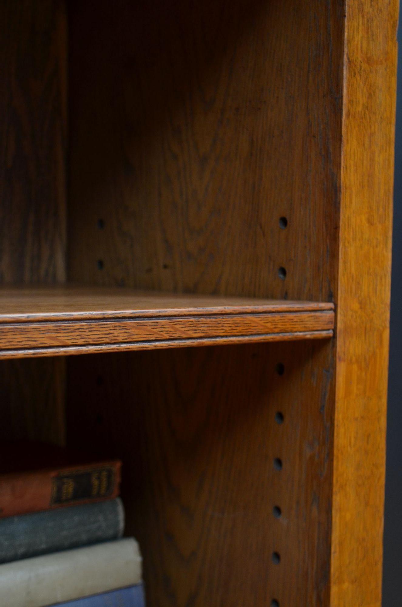 Victorian Solid Oak Open Bookcase For Sale 9