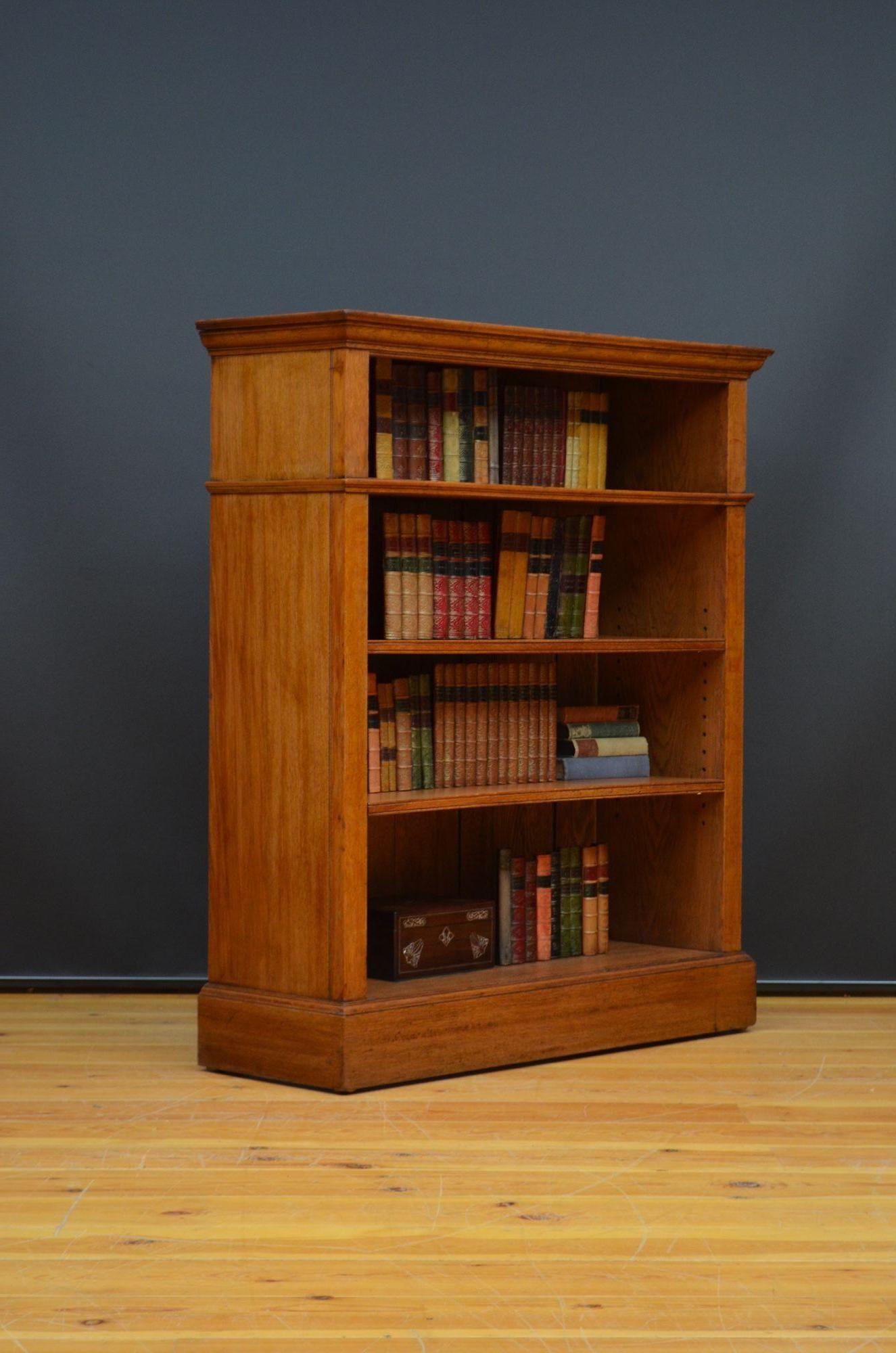 English Victorian Solid Oak Open Bookcase For Sale